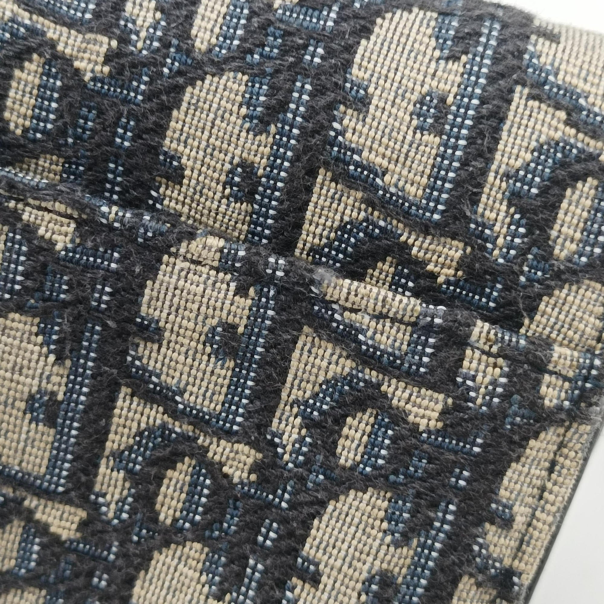 Vintage Christian Dior Saddle Navy×Gray jacquard×Leather  shoulderbag | stylenewstar