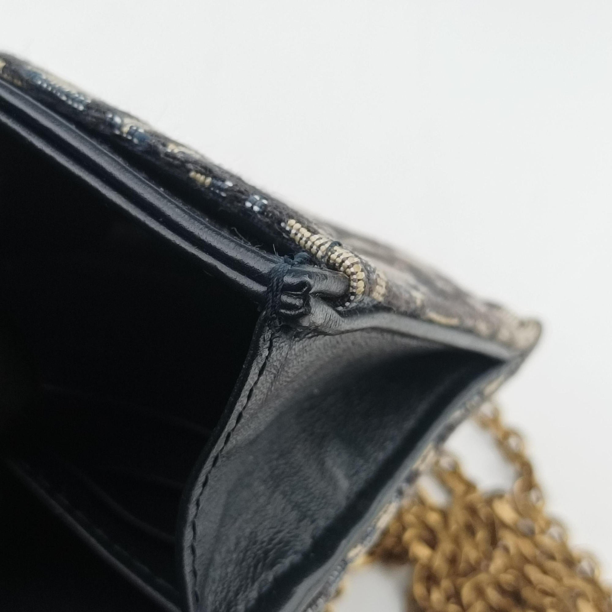 Vintage Christian Dior Saddle Navy×Gray jacquard×Leather  shoulderbag | stylenewstar