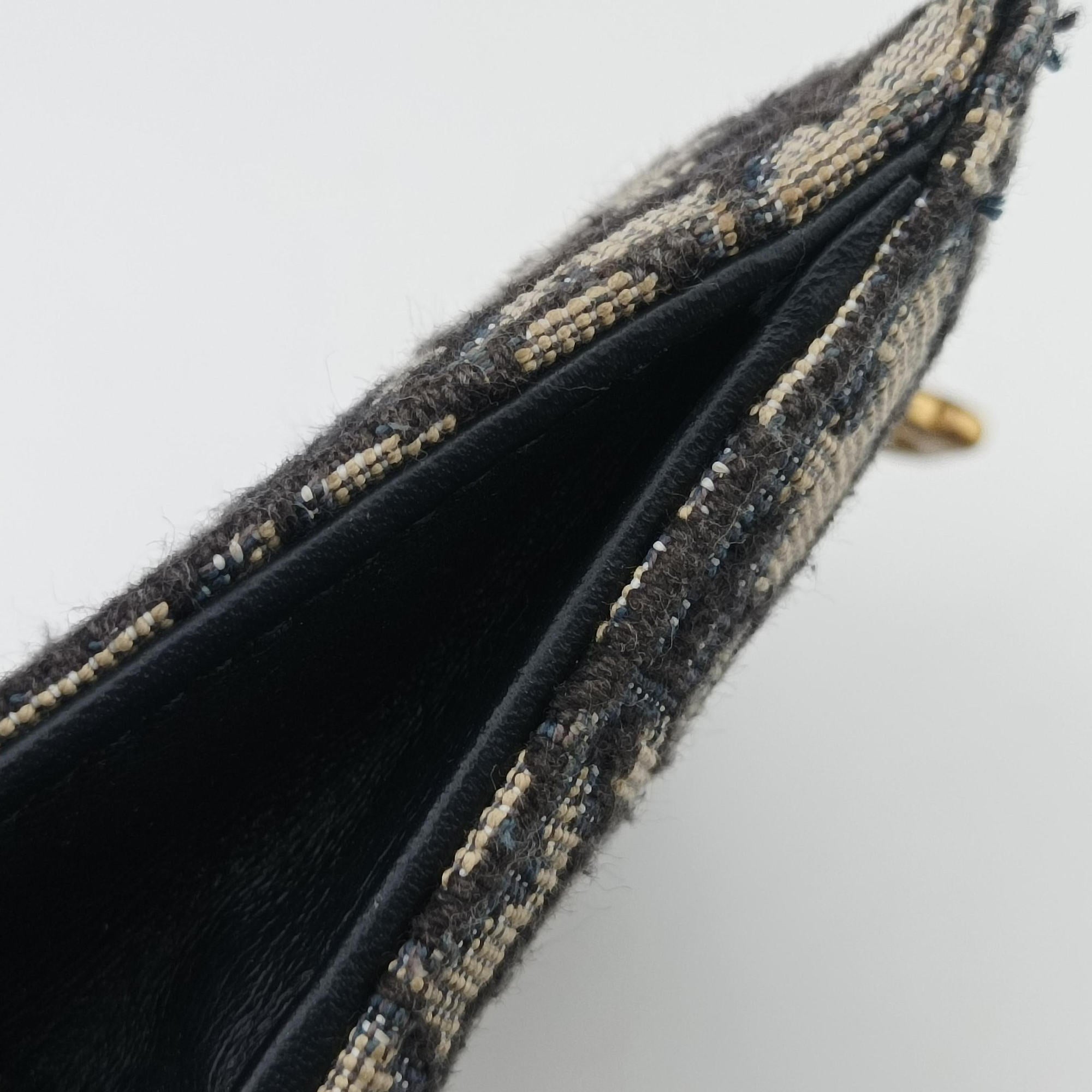 Vintage Christian Dior Saddle Navy×Gray jacquard×Leather  shoulderbag | stylenewstar