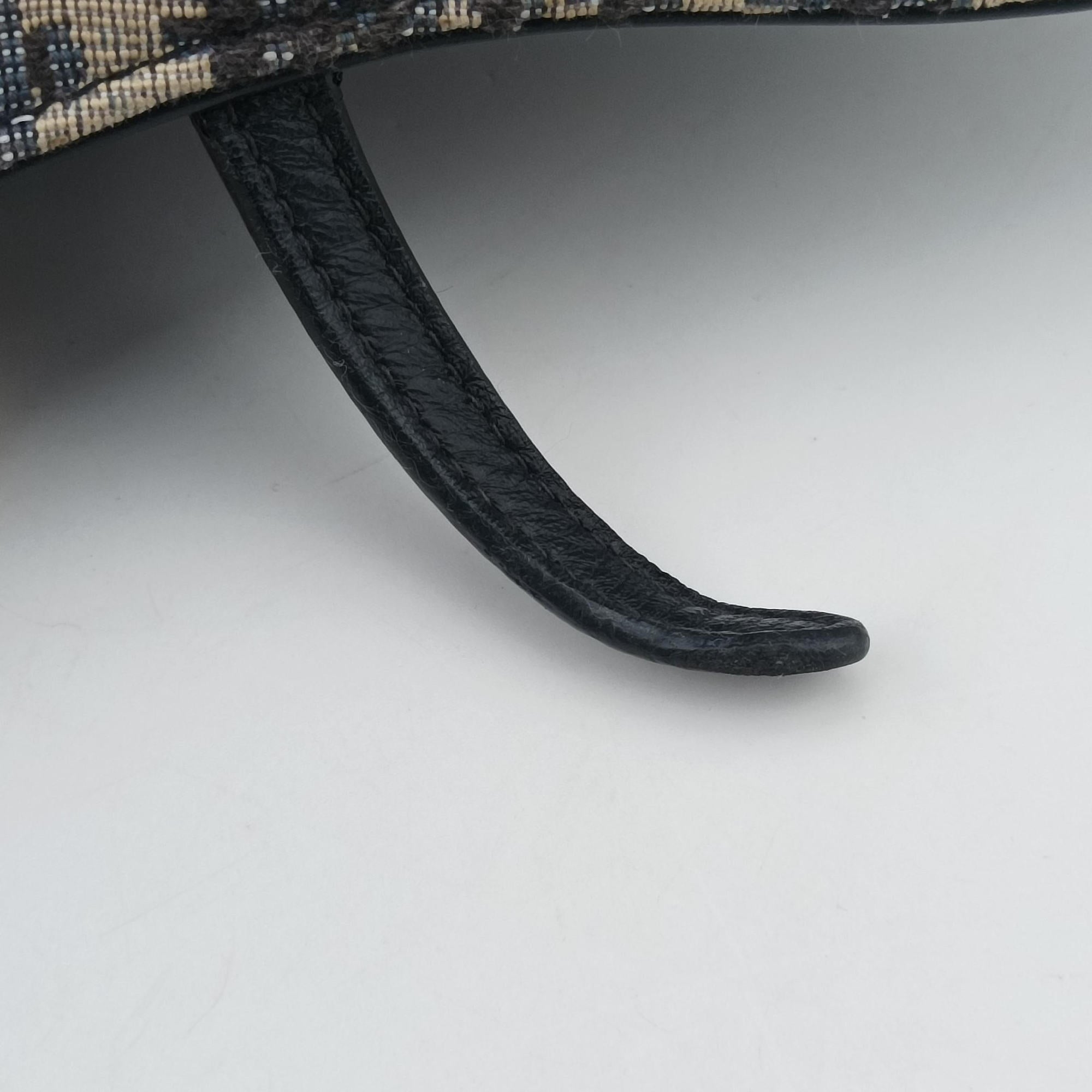 Vintage Christian Dior Saddle Navy×Gray jacquard×Leather  shoulderbag | stylenewstar