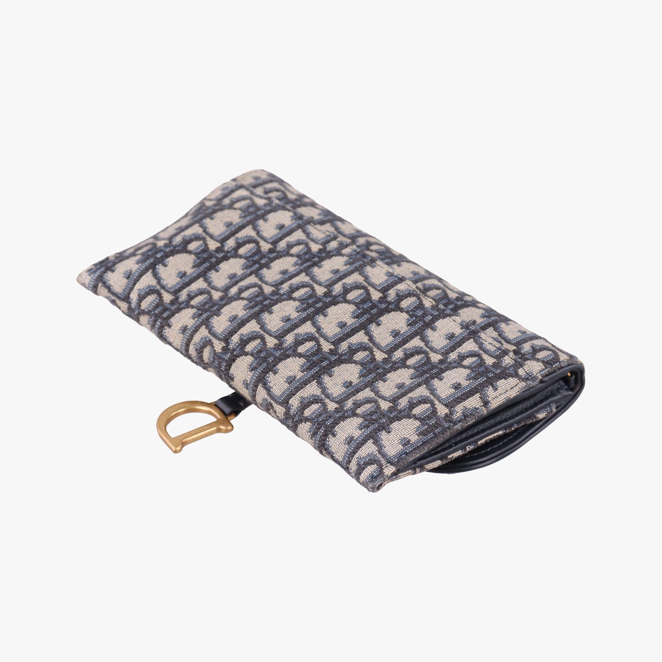 Vintage Christian Dior Saddle Navy×Gray jacquard×Leather  shoulderbag | stylenewstar