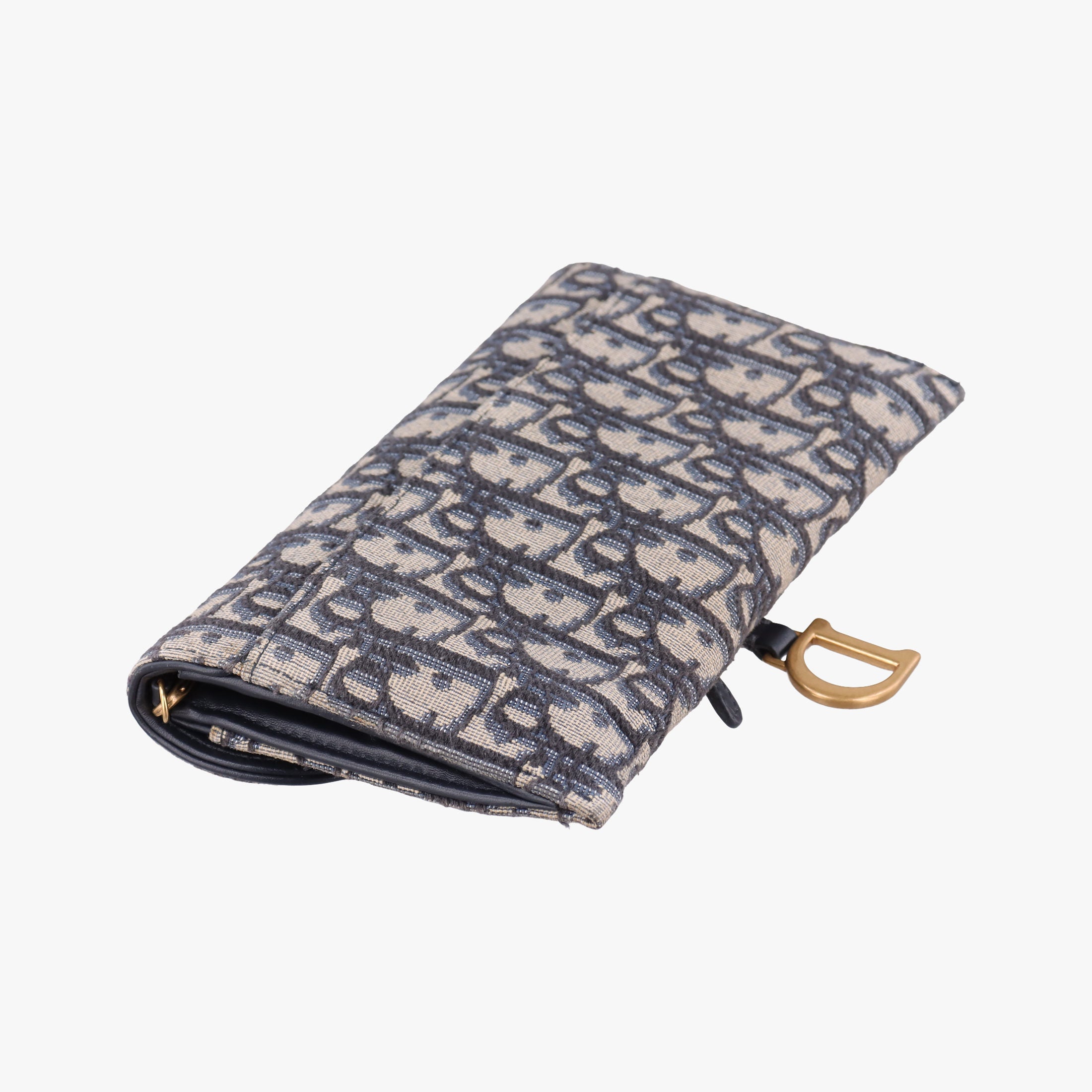 Vintage Christian Dior Saddle Navy×Gray jacquard×Leather  shoulderbag | stylenewstar