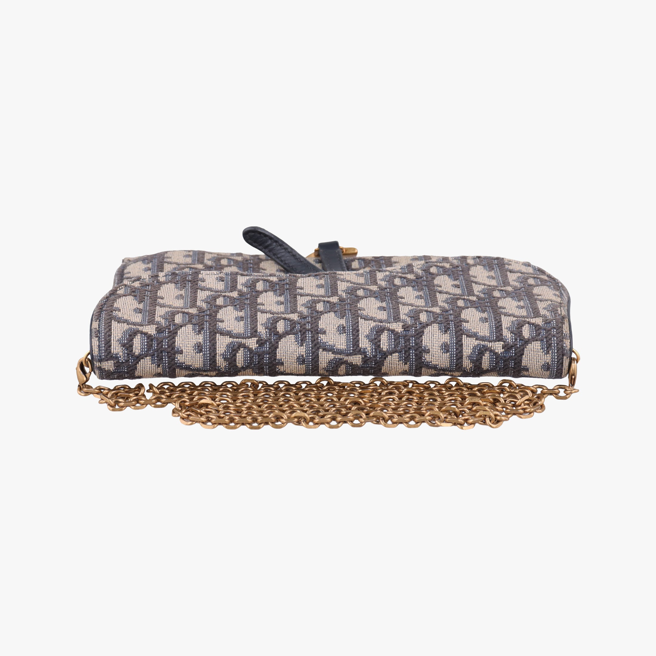 Vintage Christian Dior Saddle Navy×Gray jacquard×Leather  shoulderbag | stylenewstar