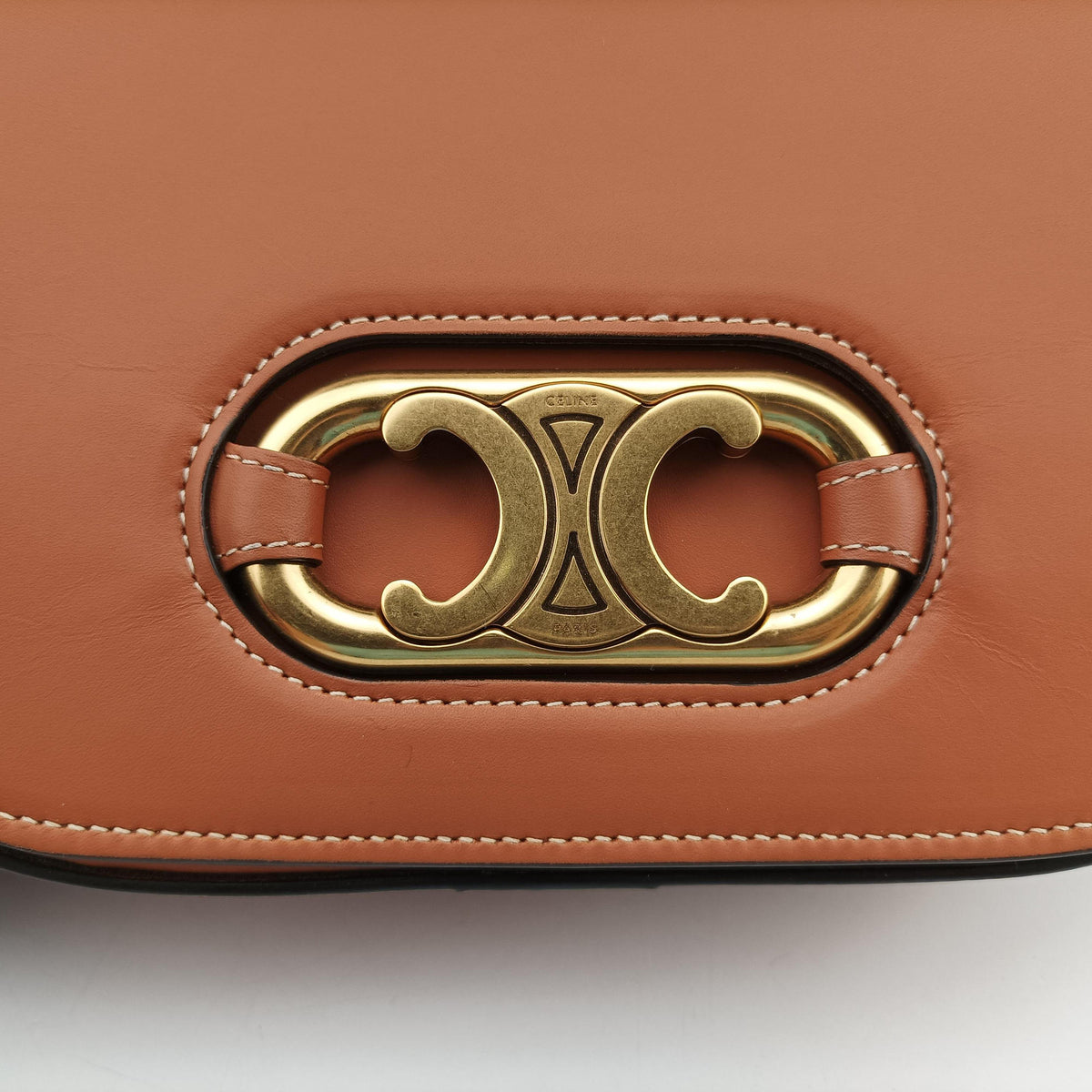 Pre-owned Celine Triomphe Maillon Brown leather  shoulderbag | stylenewstar