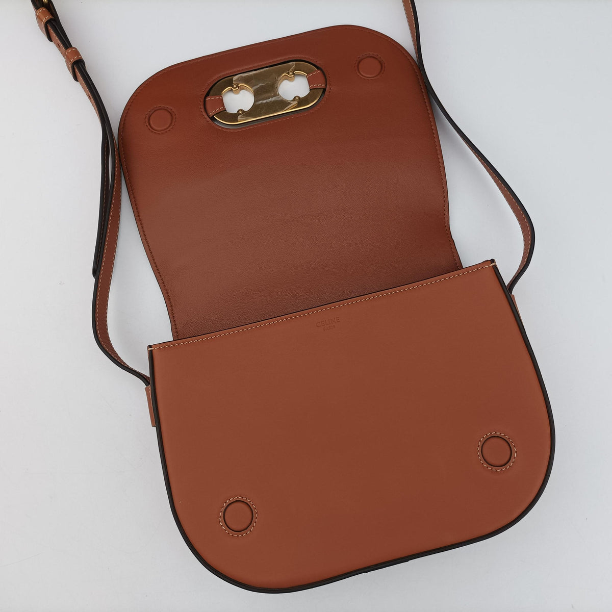 Pre-owned Celine Triomphe Maillon Brown leather  shoulderbag | stylenewstar