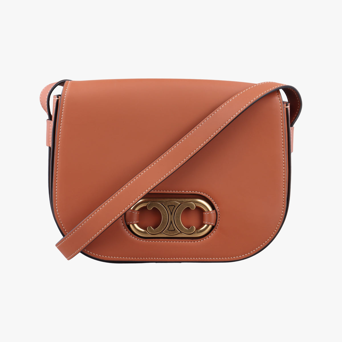 Pre-owned Celine Triomphe Maillon Brown leather  shoulderbag | stylenewstar