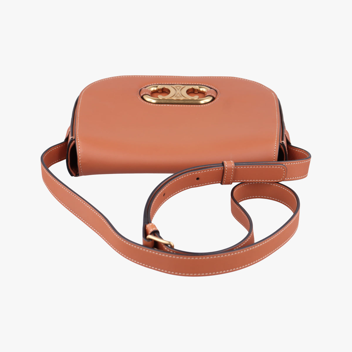 Pre-owned Celine Triomphe Maillon Brown leather  shoulderbag | stylenewstar