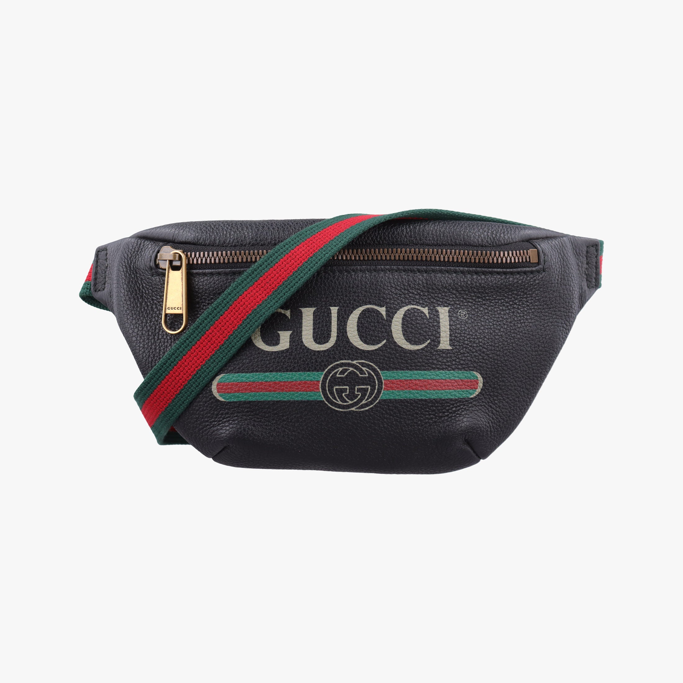 Secondhand Gucci Print Black Leather 527792 bum bag/waist bag | stylenewstar