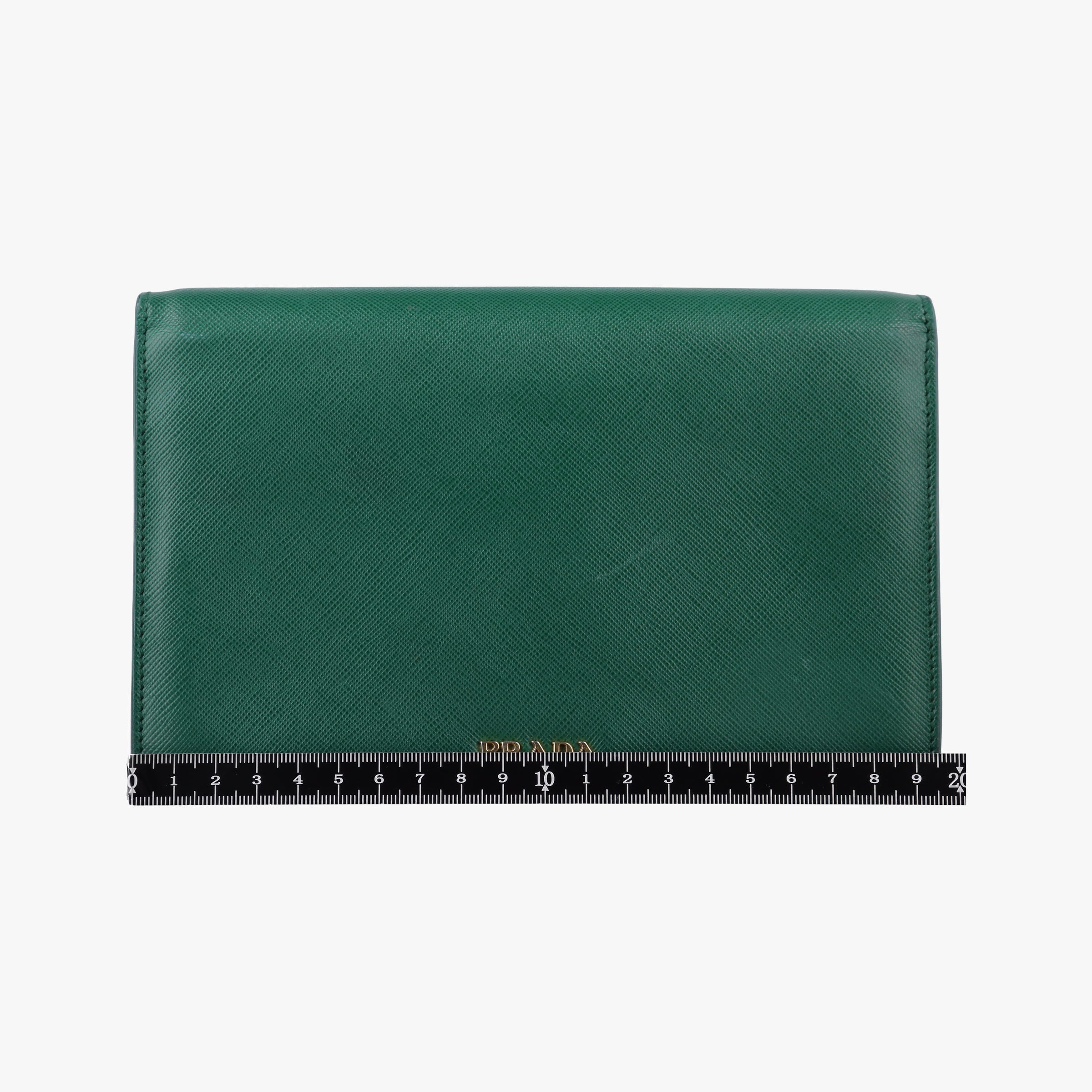 Pre-owned Prada Corole Chain Green Saffiano Leather  shoulderbag | stylenewstar