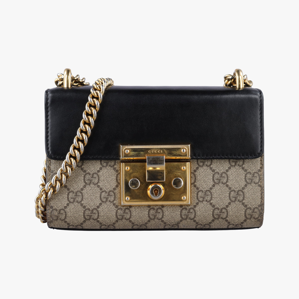 Pre-owned Gucci Padlock Black PVC coated canvas×Leather 409487 shoulderbag | stylenewstar