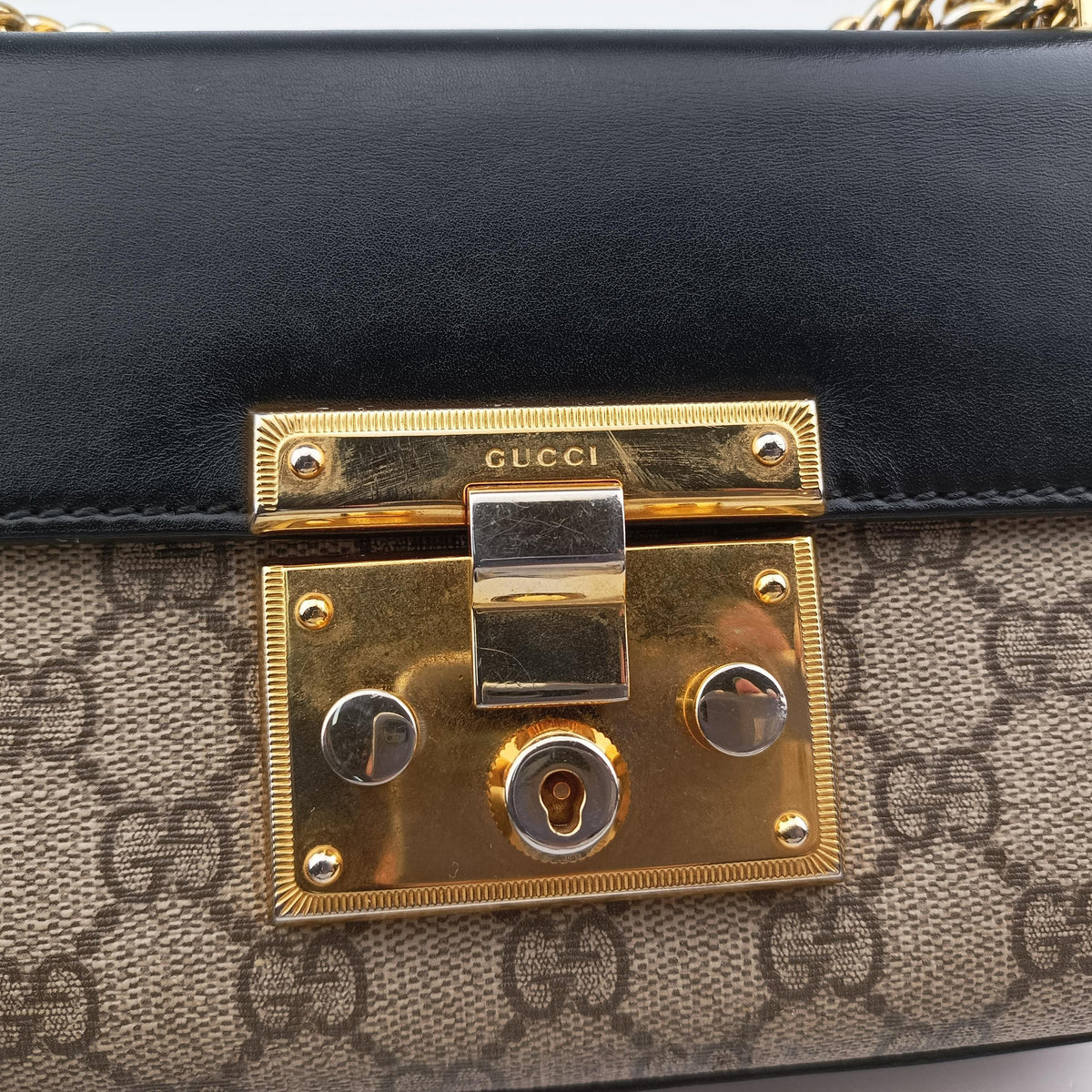 Pre-owned Gucci Padlock Black PVC coated canvas×Leather 409487 shoulderbag | stylenewstar