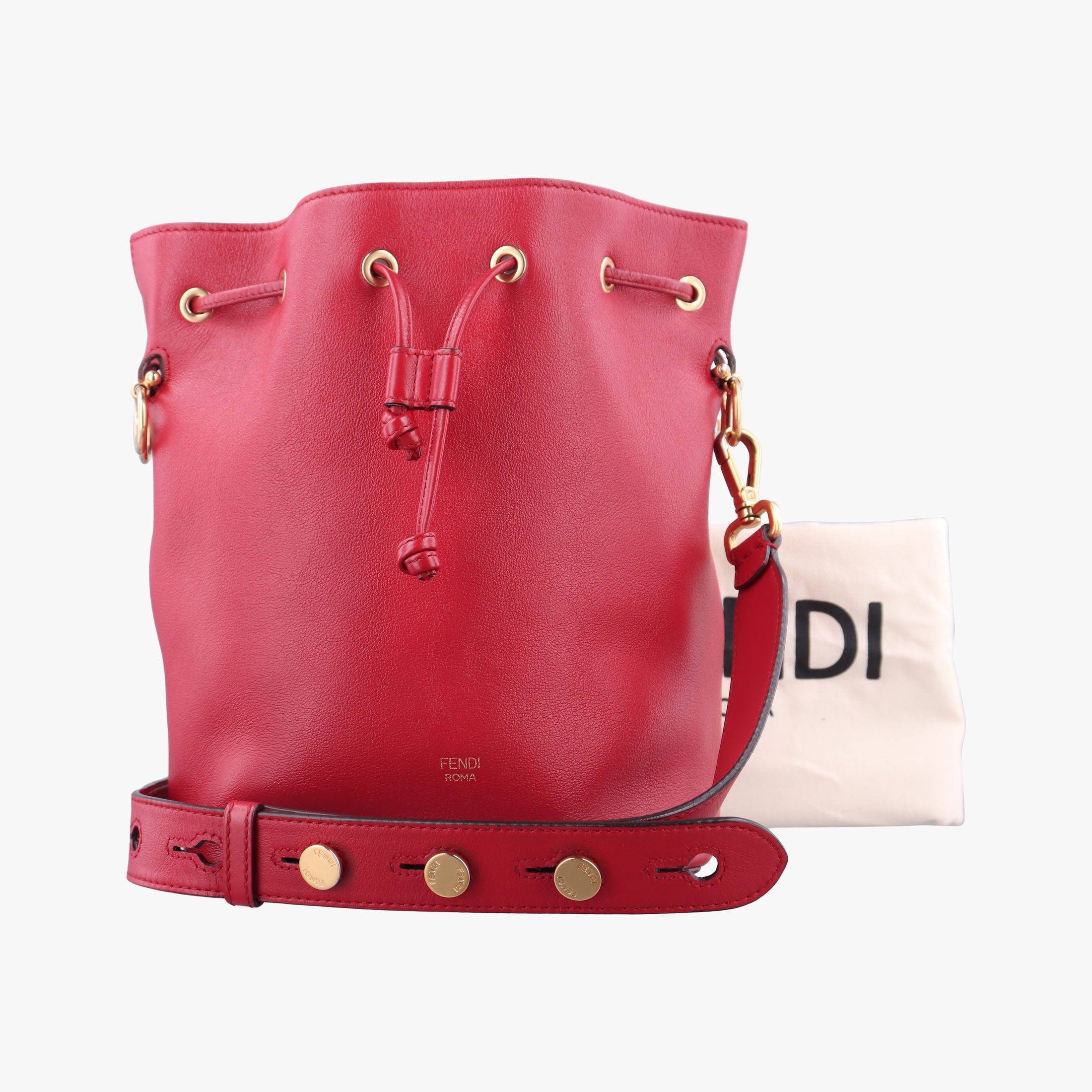Pre-owned Fendi Mon Treso Red Leather 8BT298 shoulderbag | stylenewstar