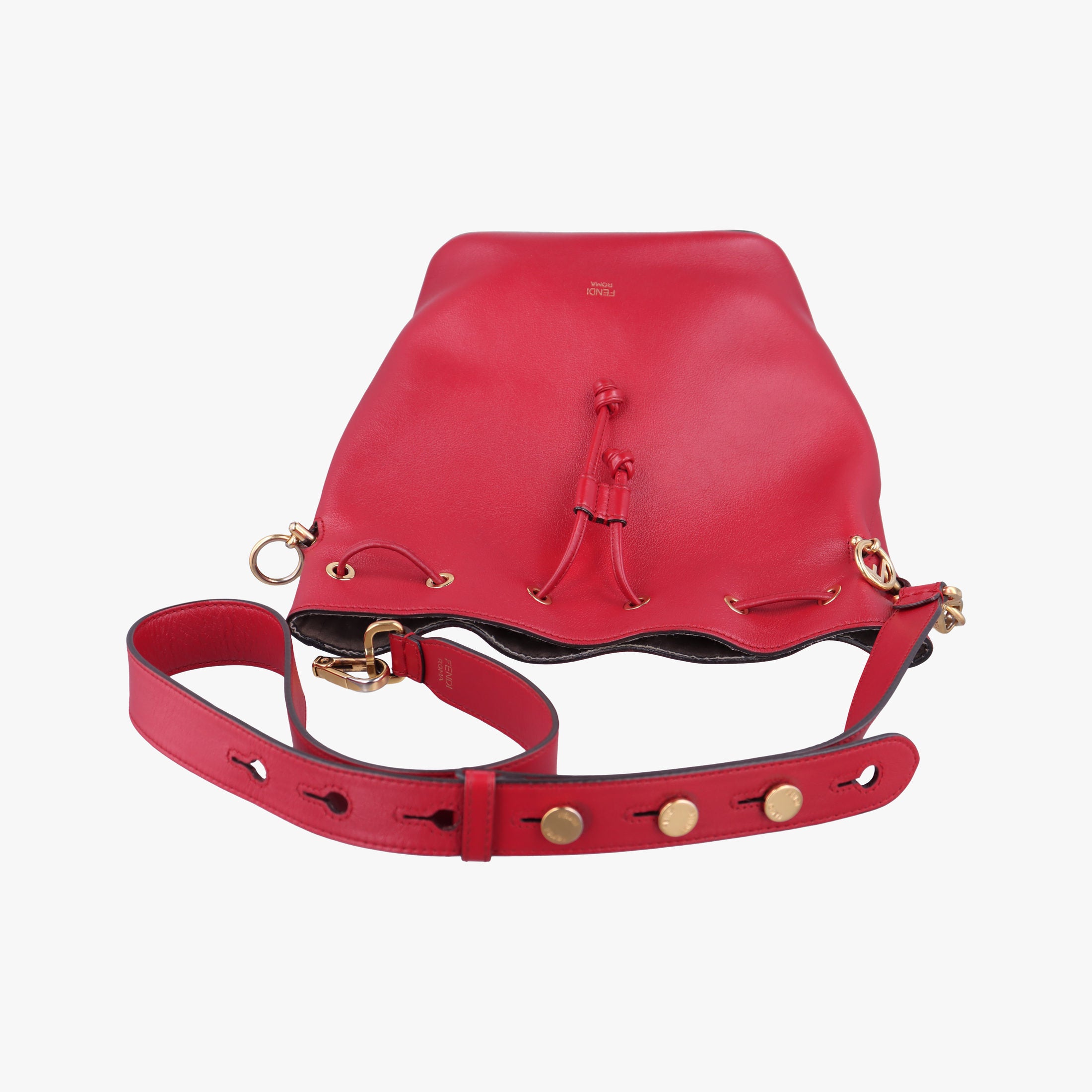 Pre-owned Fendi Mon Treso Red Leather 8BT298 shoulderbag | stylenewstar