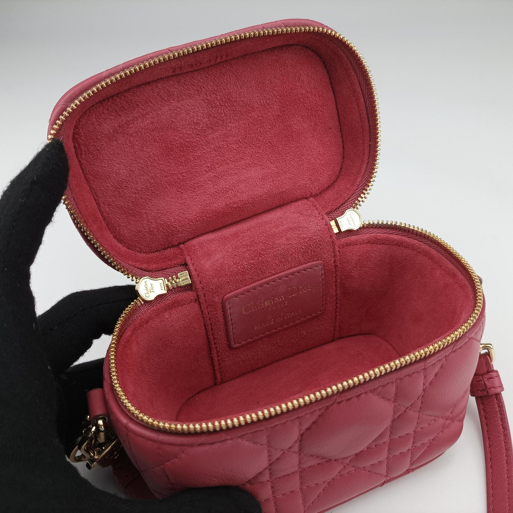 Vintage Christian Dior Lady Dior micro vanity RedPink lambskin  shoulderbag | stylenewstar