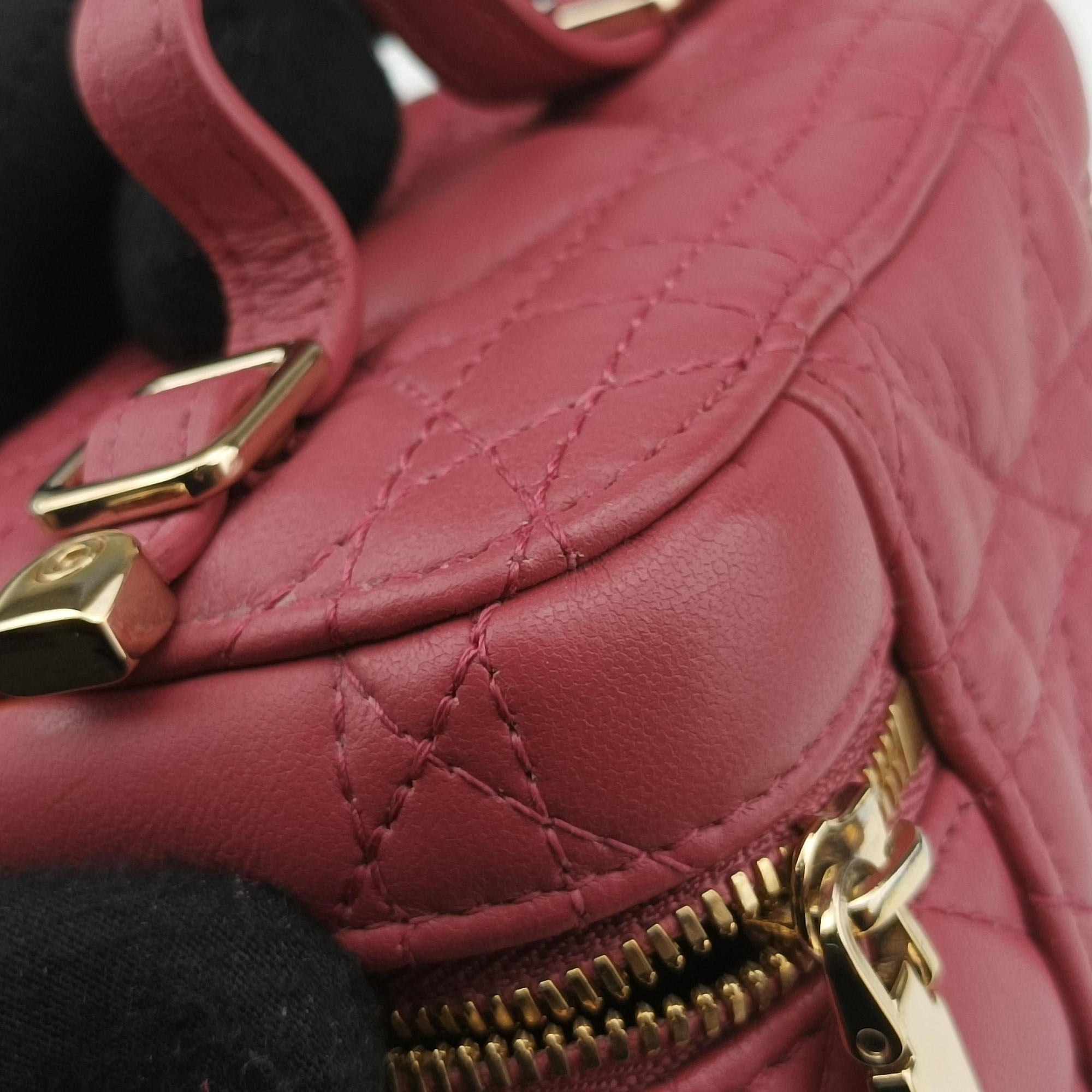 Vintage Christian Dior Lady Dior micro vanity RedPink lambskin  shoulderbag | stylenewstar