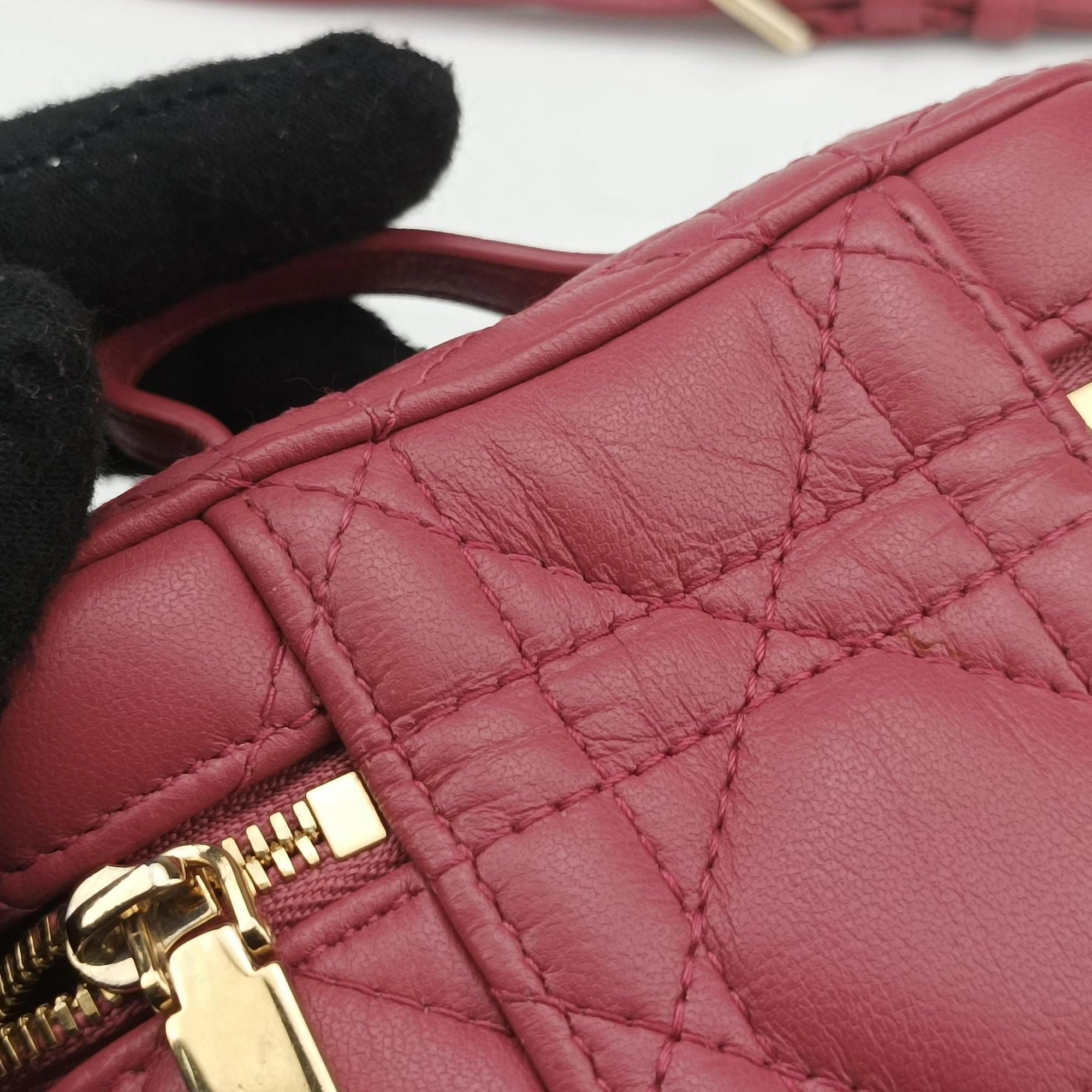 Vintage Christian Dior Lady Dior micro vanity RedPink lambskin  shoulderbag | stylenewstar