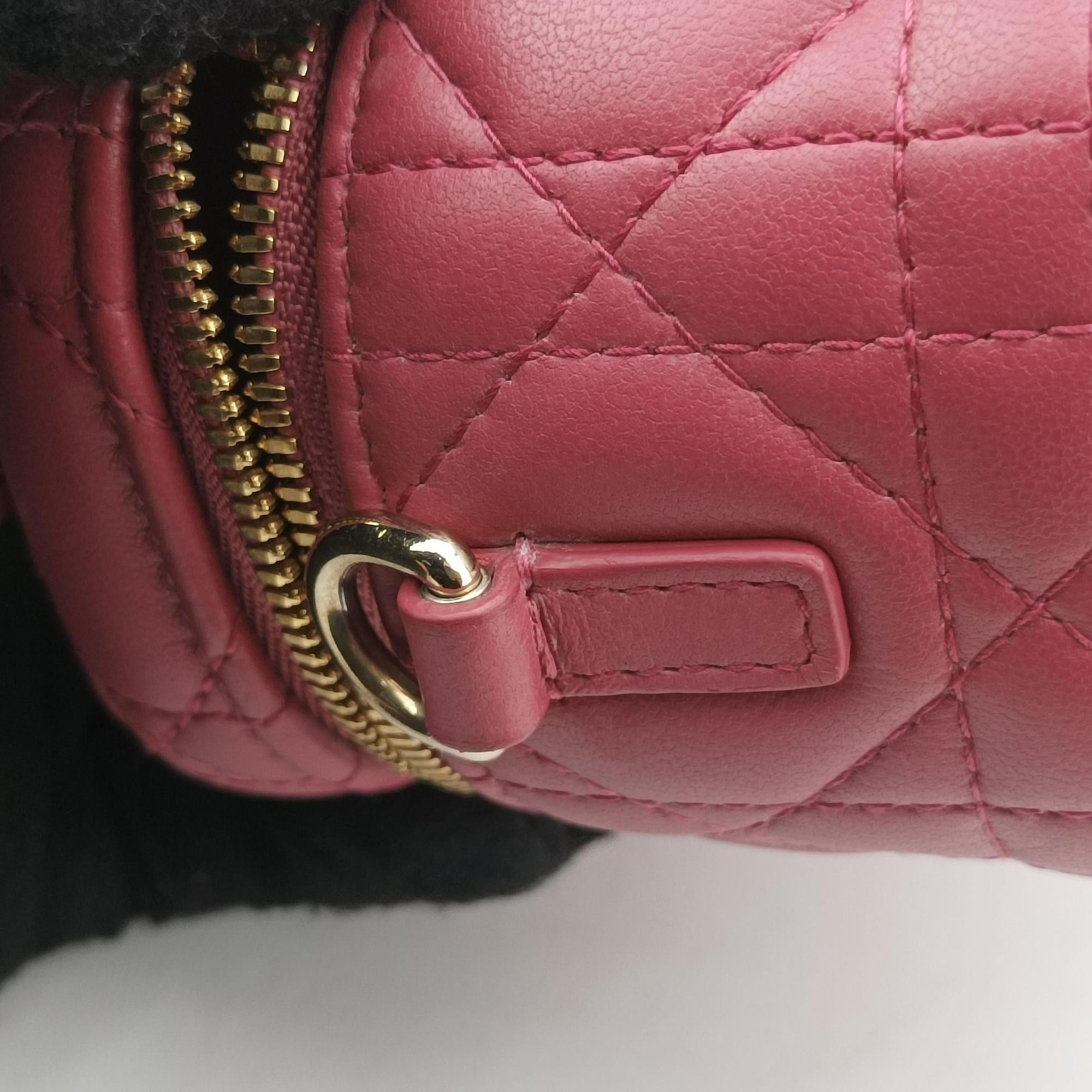 Vintage Christian Dior Lady Dior micro vanity RedPink lambskin  shoulderbag | stylenewstar