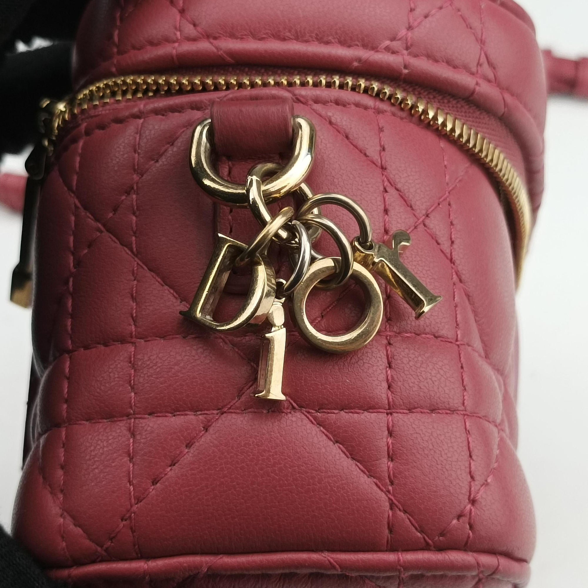 Vintage Christian Dior Lady Dior micro vanity RedPink lambskin  shoulderbag | stylenewstar