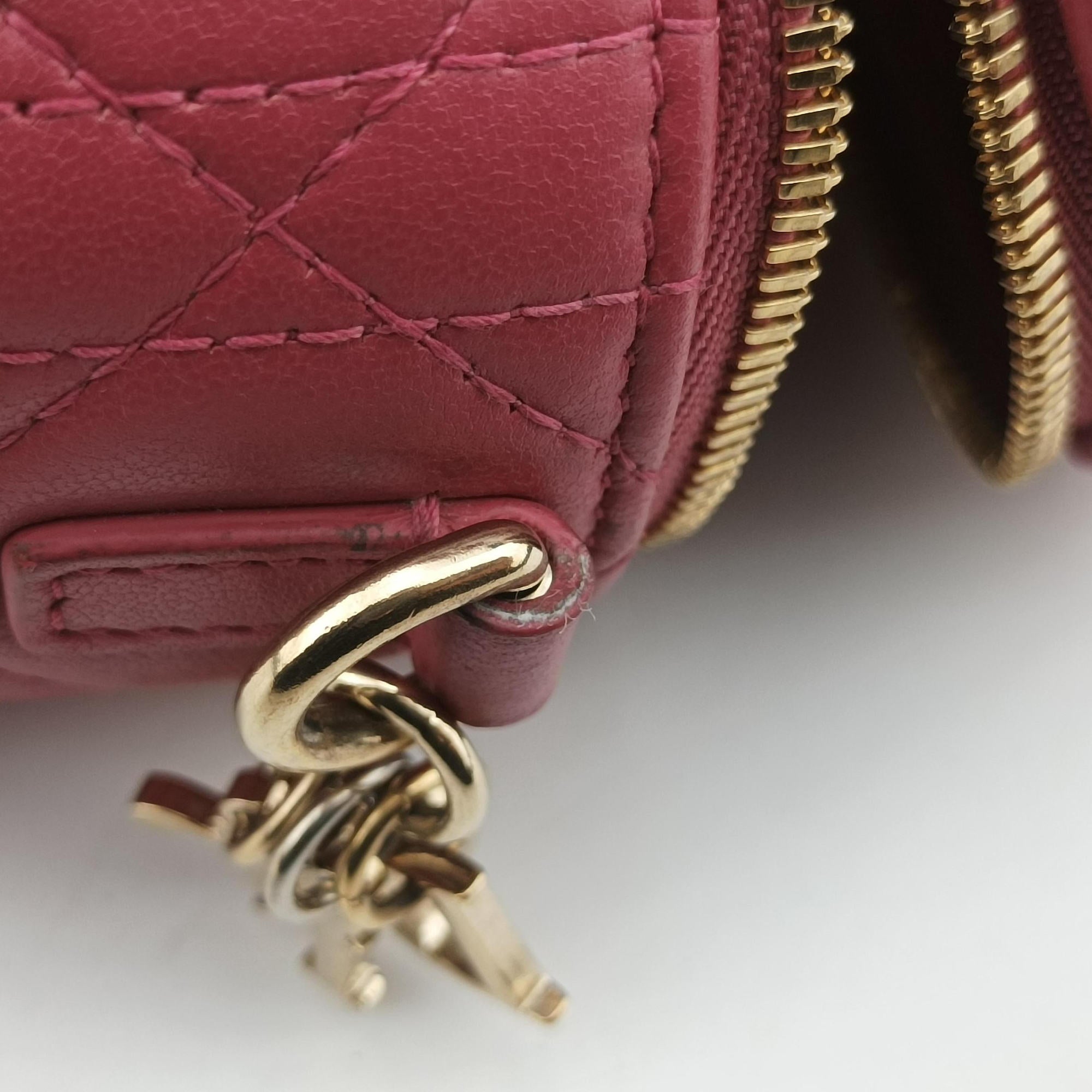 Vintage Christian Dior Lady Dior micro vanity RedPink lambskin  shoulderbag | stylenewstar