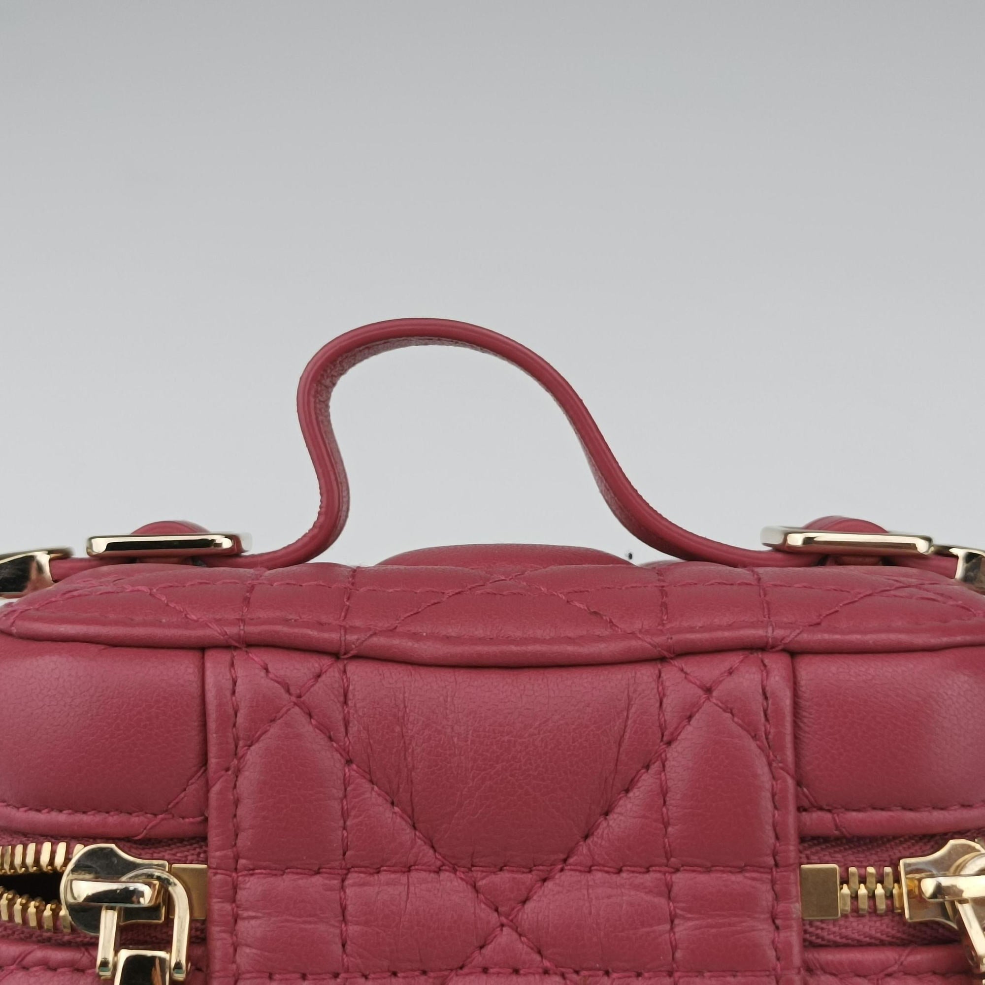 Vintage Christian Dior Lady Dior micro vanity RedPink lambskin  shoulderbag | stylenewstar