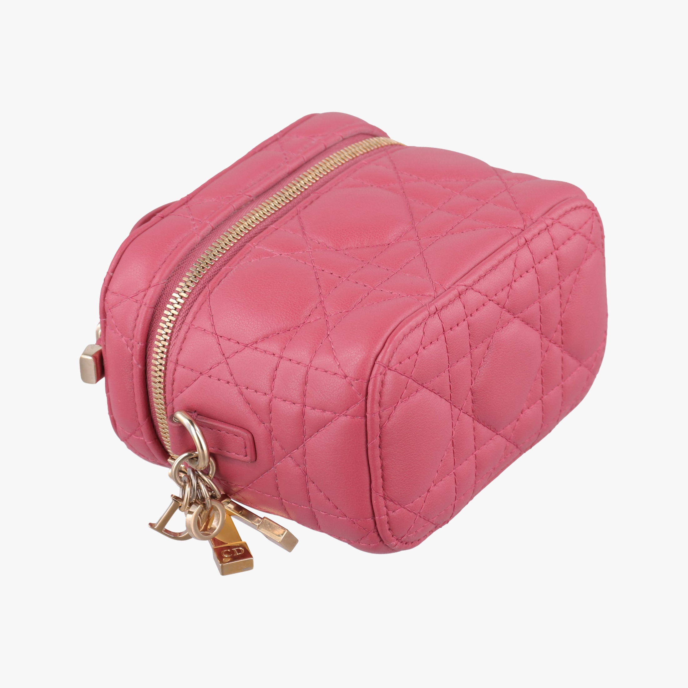 Vintage Christian Dior Lady Dior micro vanity RedPink lambskin  shoulderbag | stylenewstar