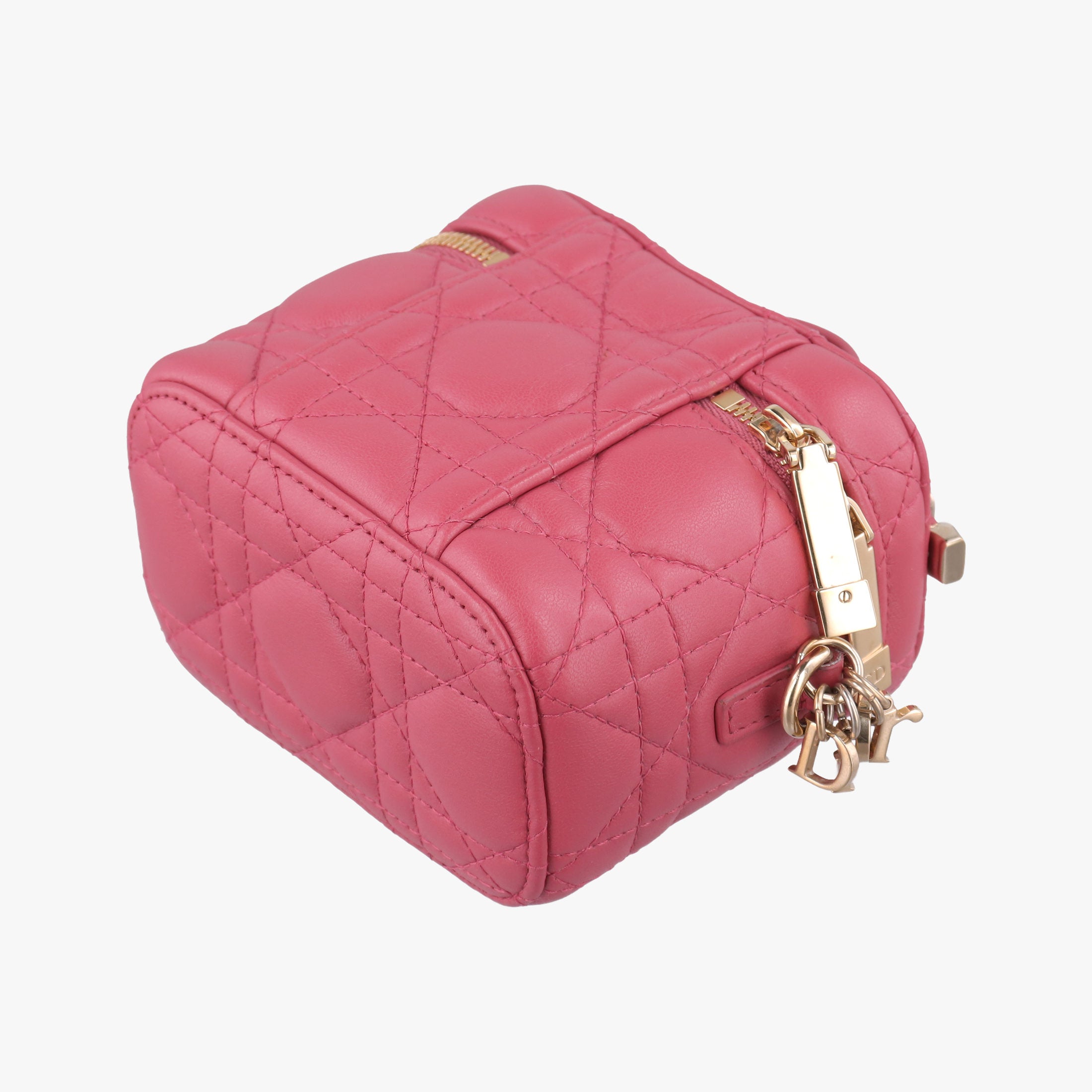 Vintage Christian Dior Lady Dior micro vanity RedPink lambskin  shoulderbag | stylenewstar