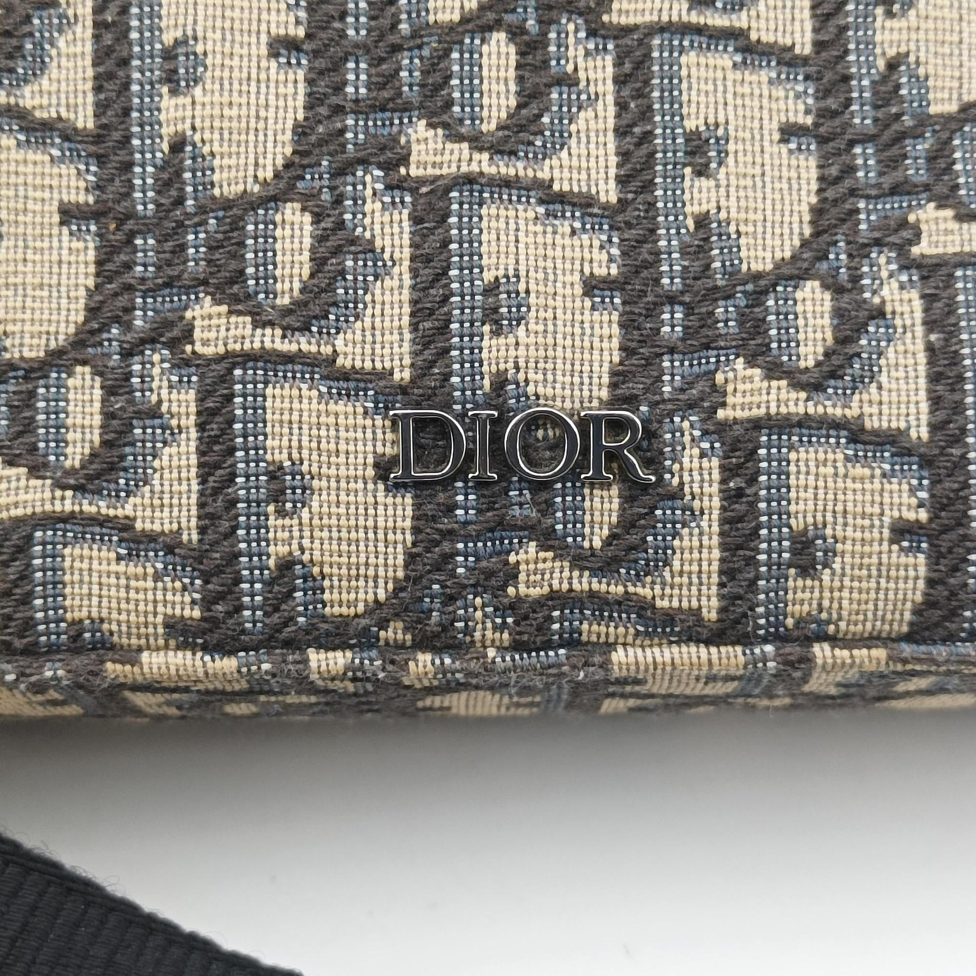 Pre-owned Christian Dior Safari Oblique Navy×Gray jacquard×Leather  shoulderbag | stylenewstar