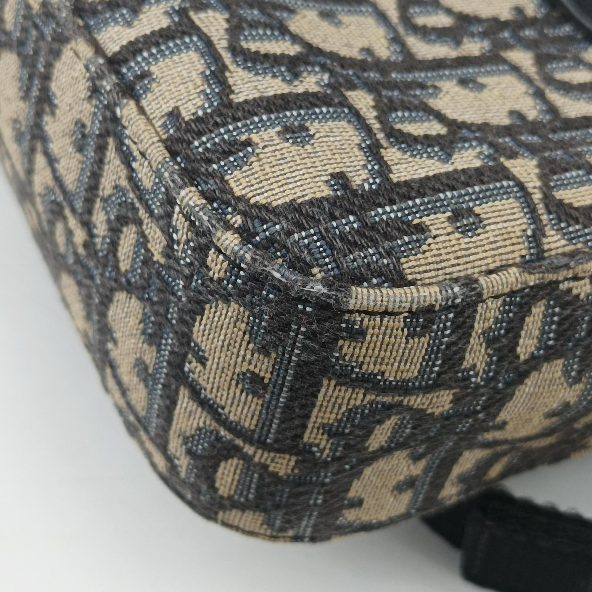 Pre-owned Christian Dior Safari Oblique Navy×Gray jacquard×Leather  shoulderbag | stylenewstar