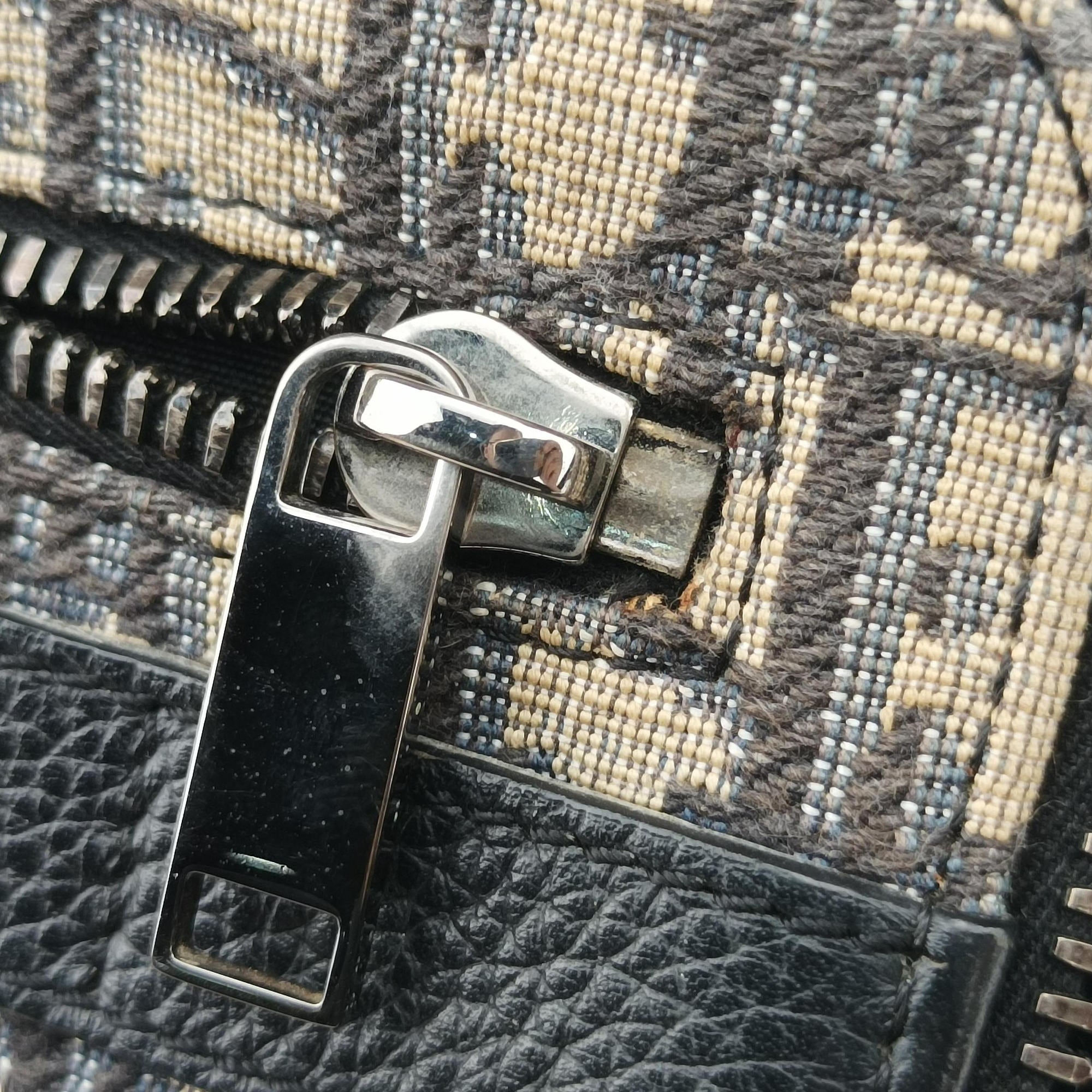 Pre-owned Christian Dior Safari Oblique Navy×Gray jacquard×Leather  shoulderbag | stylenewstar