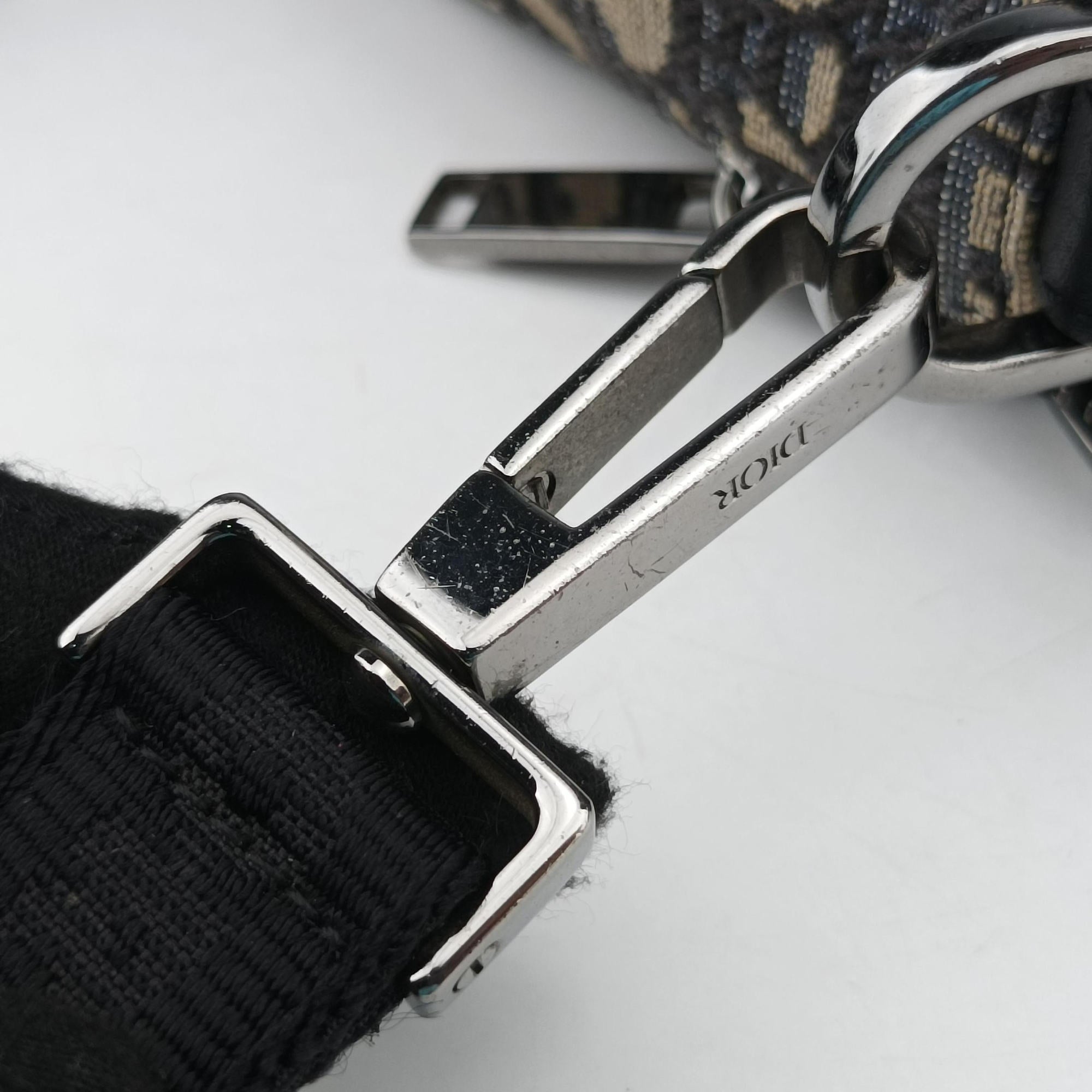 Pre-owned Christian Dior Safari Oblique Navy×Gray jacquard×Leather  shoulderbag | stylenewstar