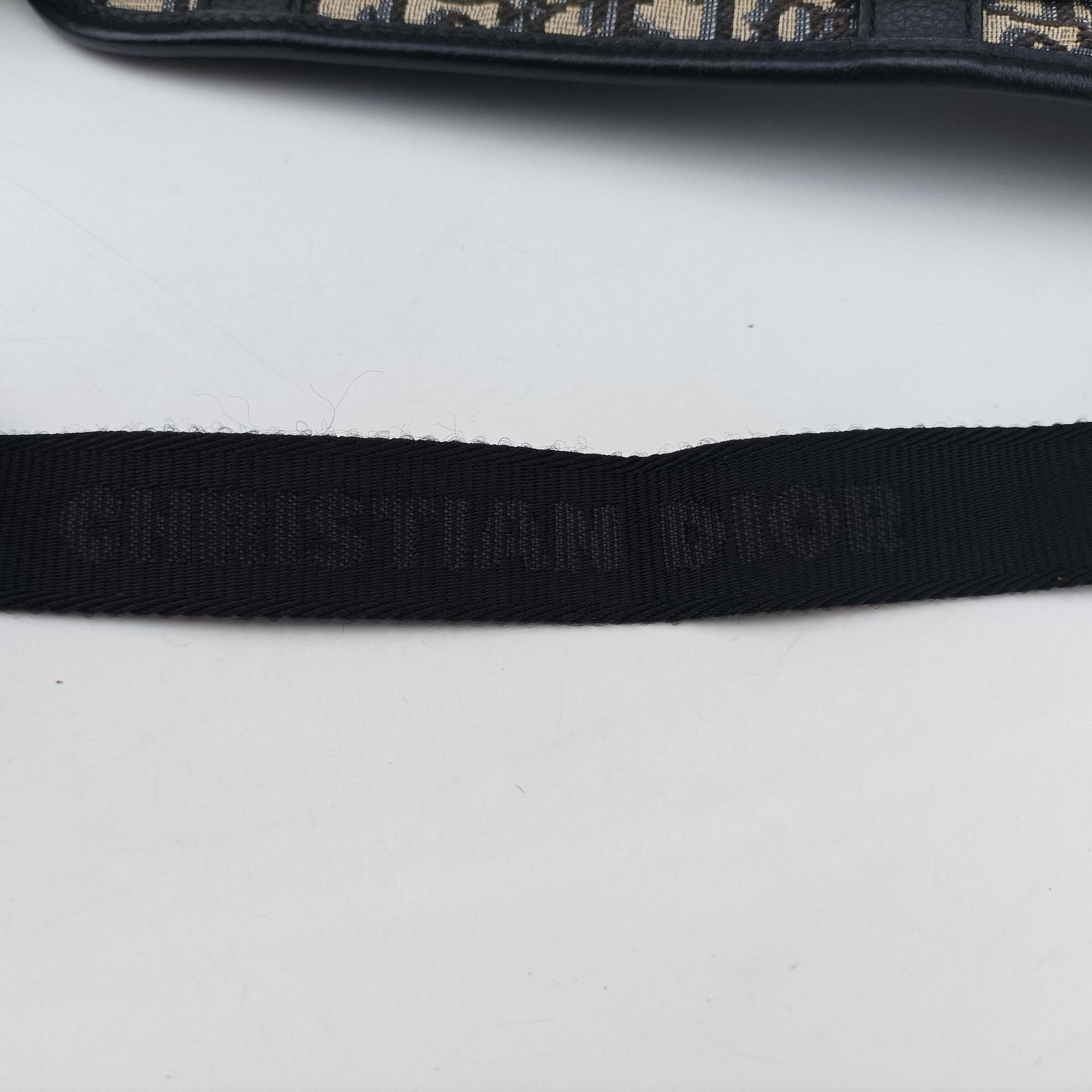 Pre-owned Christian Dior Safari Oblique Navy×Gray jacquard×Leather  shoulderbag | stylenewstar