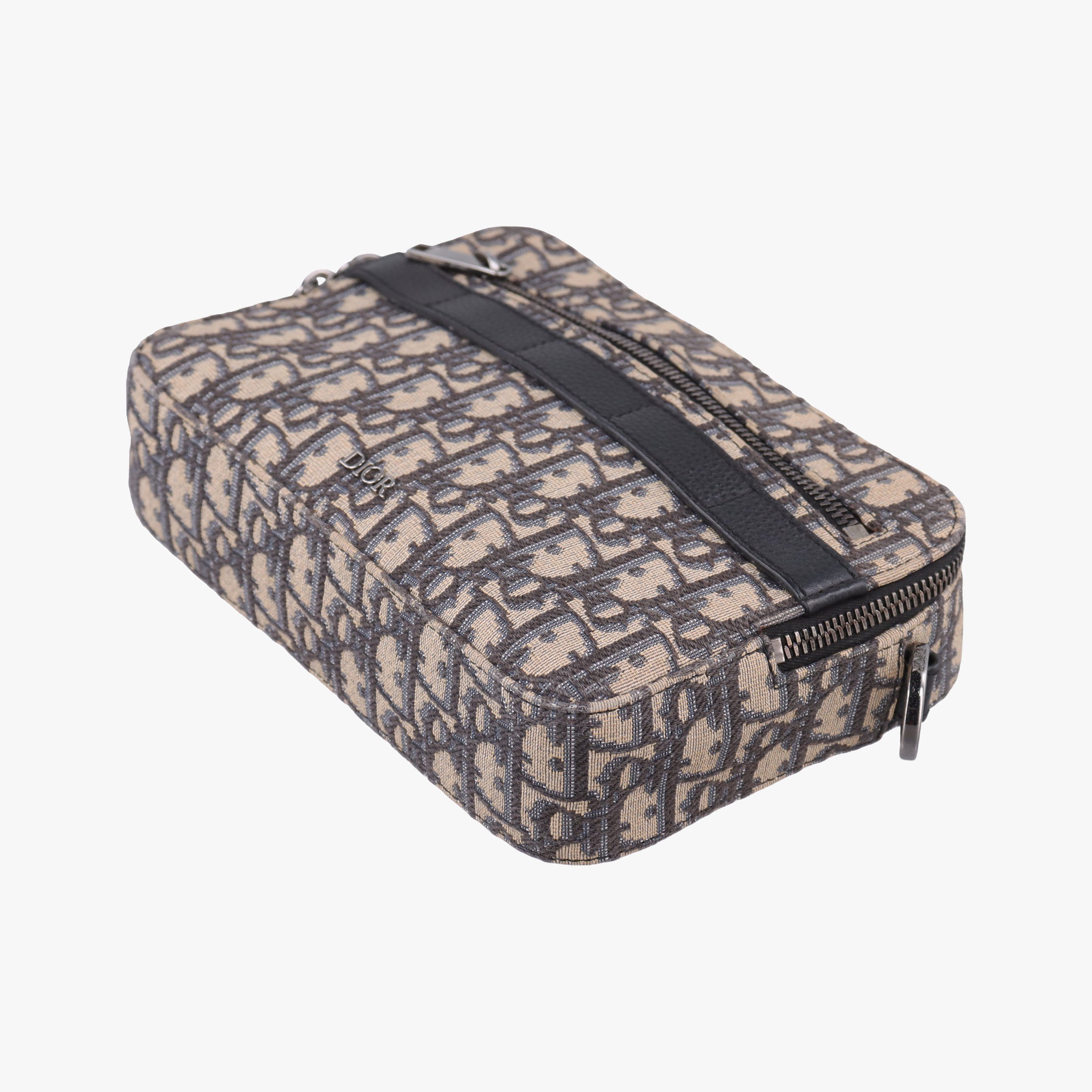 Pre-owned Christian Dior Safari Oblique Navy×Gray jacquard×Leather  shoulderbag | stylenewstar