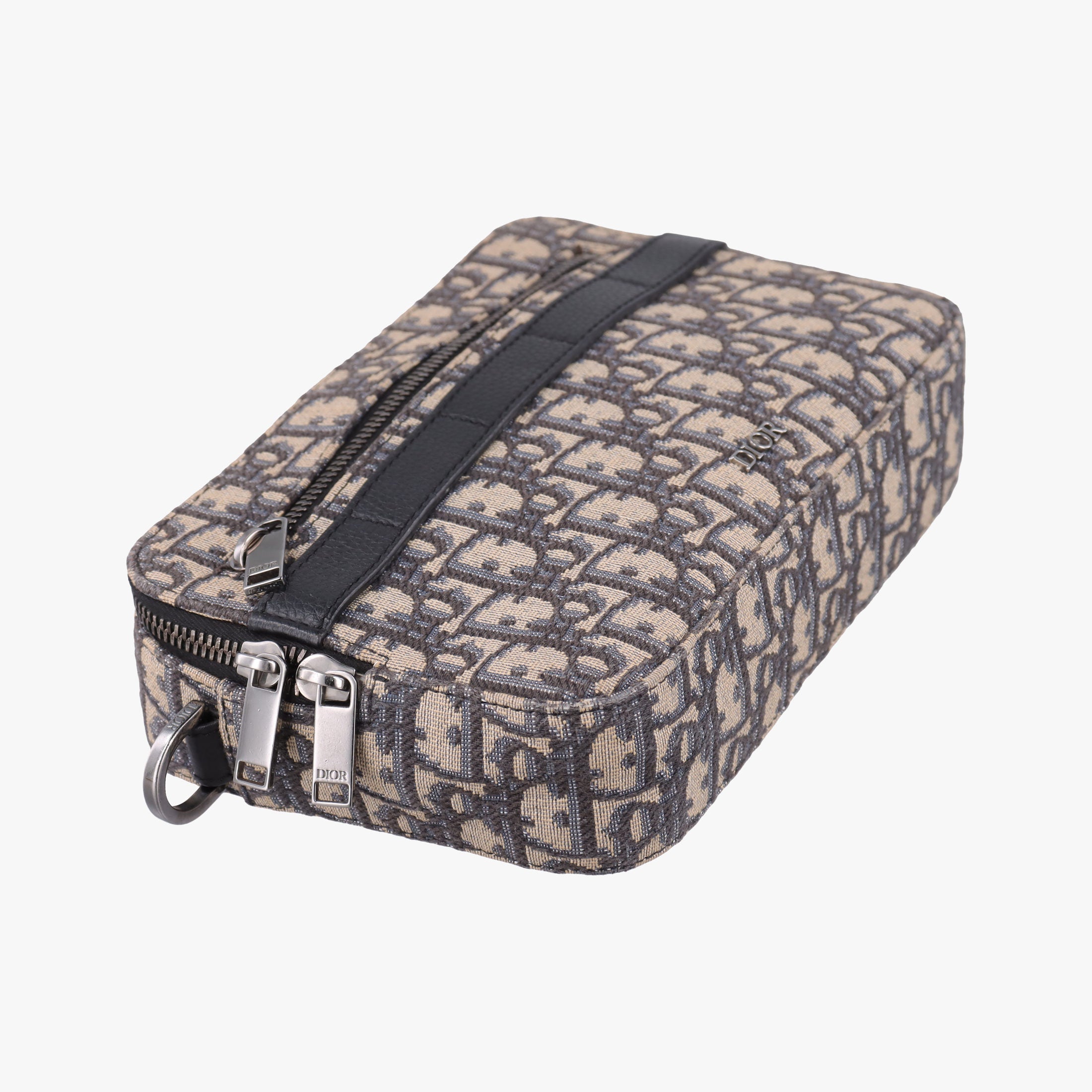 Pre-owned Christian Dior Safari Oblique Navy×Gray jacquard×Leather  shoulderbag | stylenewstar