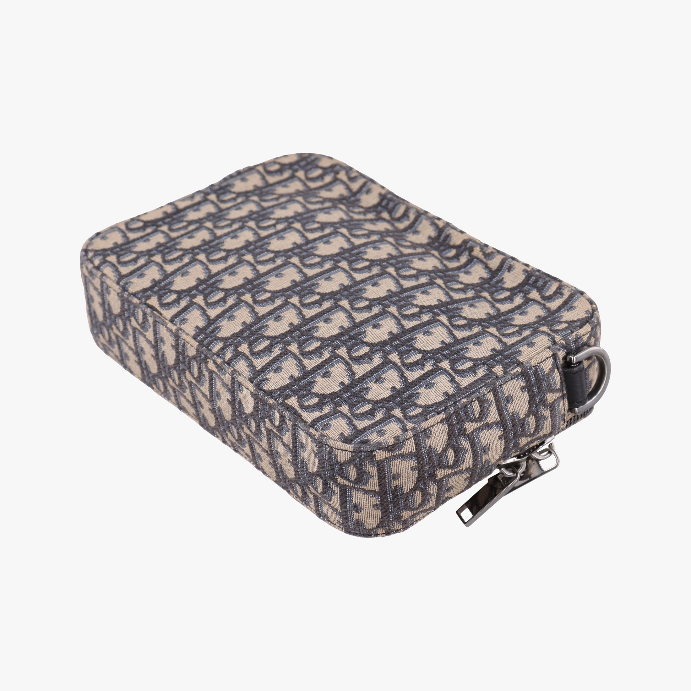 Pre-owned Christian Dior Safari Oblique Navy×Gray jacquard×Leather  shoulderbag | stylenewstar