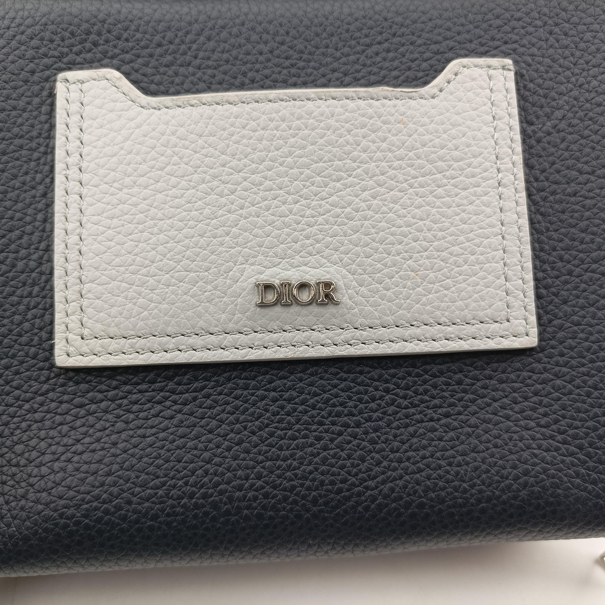 Vintage Christian Dior Compact Messenger Navy × Grey Leather  shoulderbag | stylenewstar