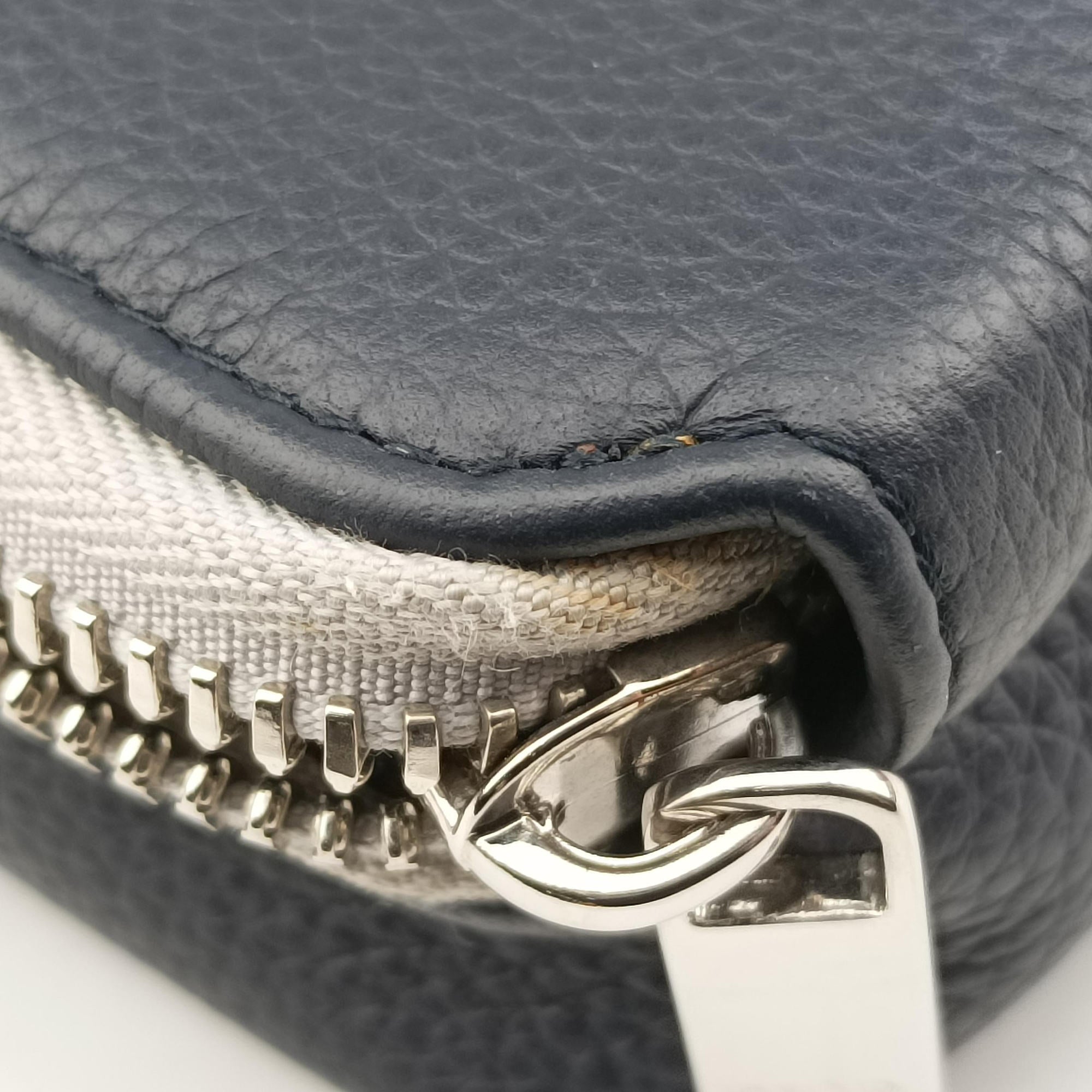 Vintage Christian Dior Compact Messenger Navy × Grey Leather  shoulderbag | stylenewstar
