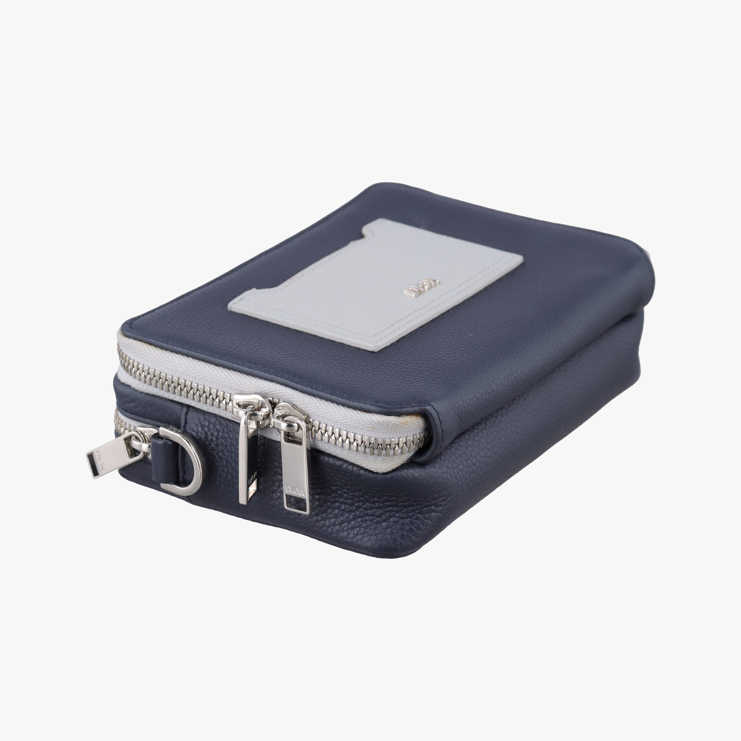 Vintage Christian Dior Compact Messenger Navy × Grey Leather  shoulderbag | stylenewstar