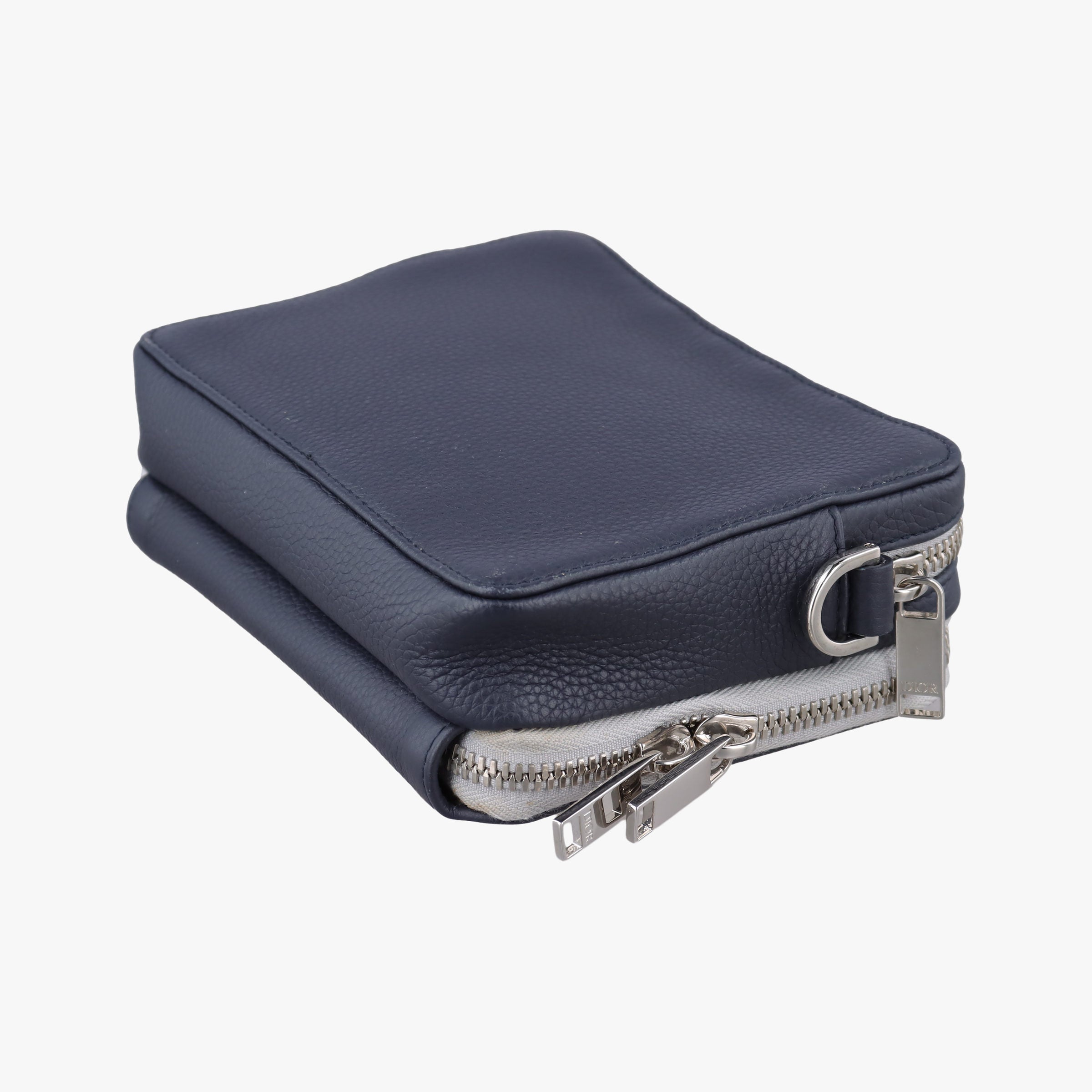 Vintage Christian Dior Compact Messenger Navy × Grey Leather  shoulderbag | stylenewstar