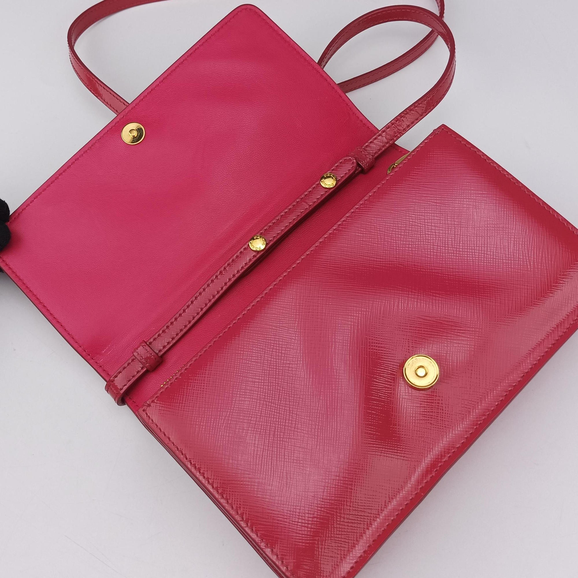 Pre-owned Prada Sling Bandoliera Red Patent SAFFIANO Leather　  shoulderbag | stylenewstar