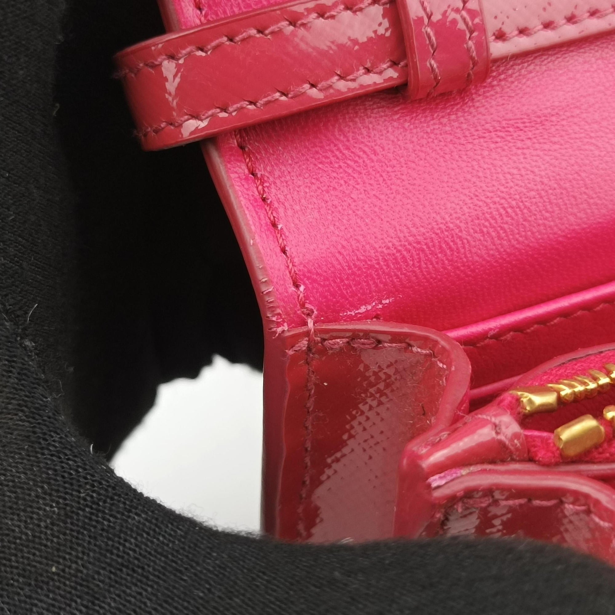 Pre-owned Prada Sling Bandoliera Red Patent SAFFIANO Leather　  shoulderbag | stylenewstar