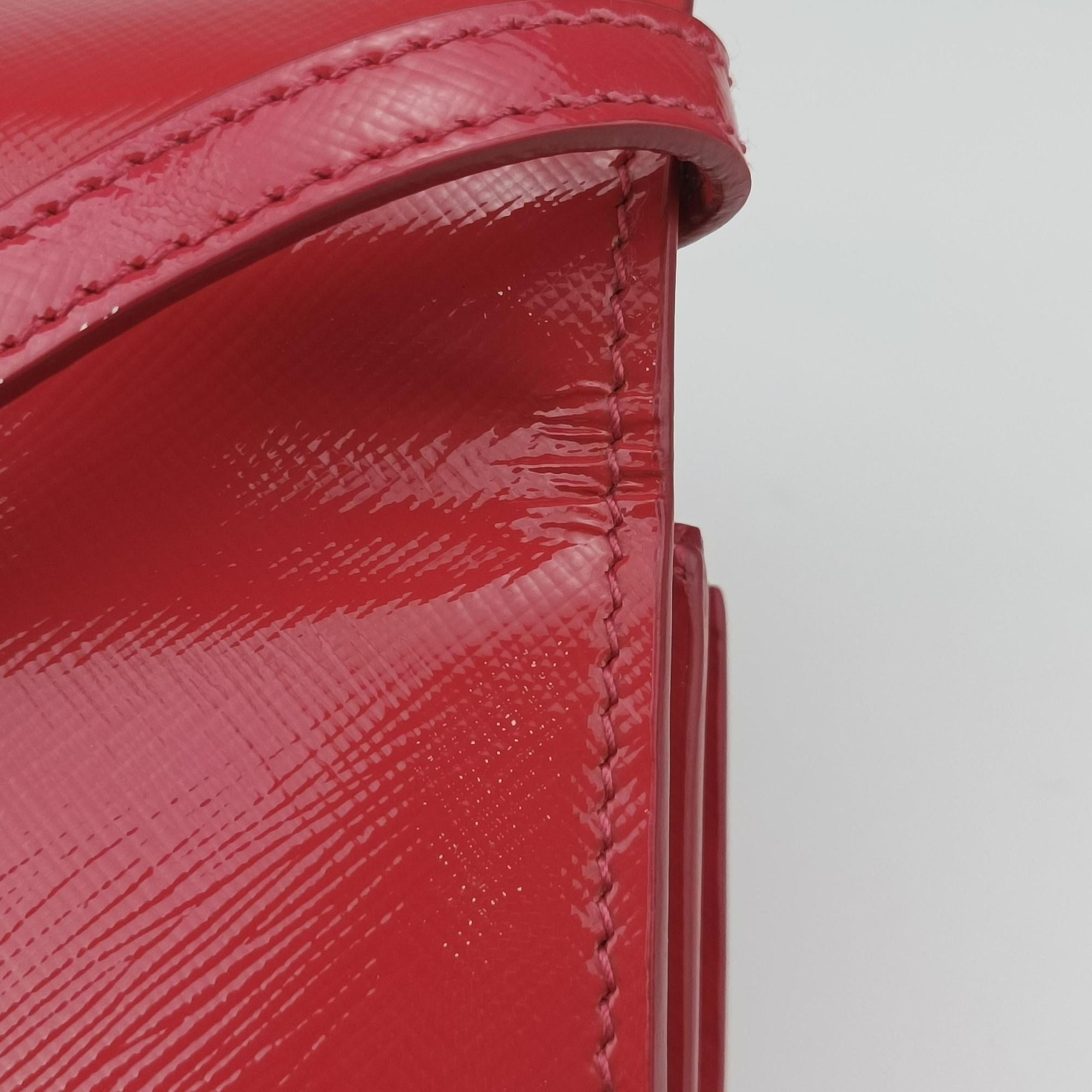 Pre-owned Prada Sling Bandoliera Red Patent SAFFIANO Leather　  shoulderbag | stylenewstar