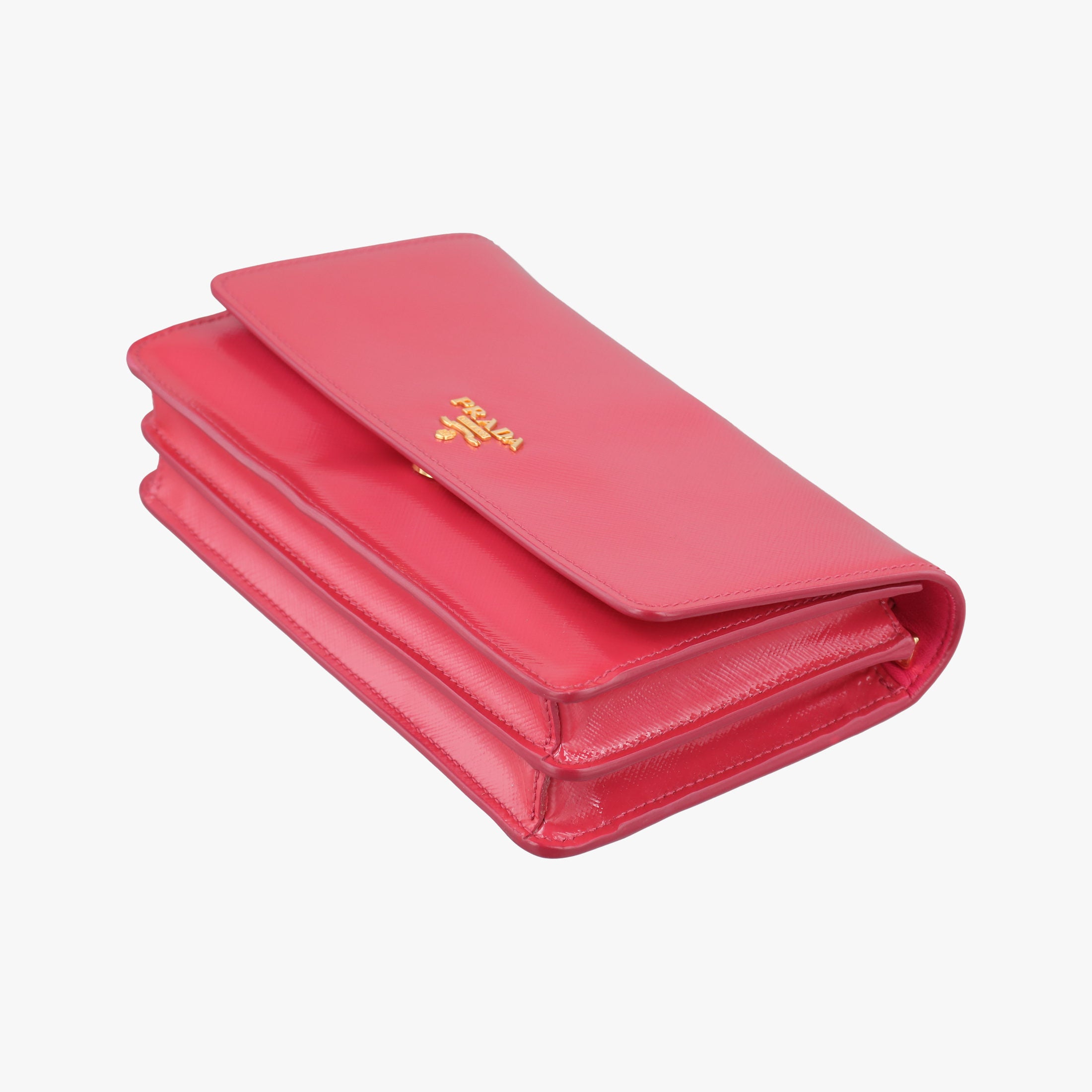 Pre-owned Prada Sling Bandoliera Red Patent SAFFIANO Leather　  shoulderbag | stylenewstar