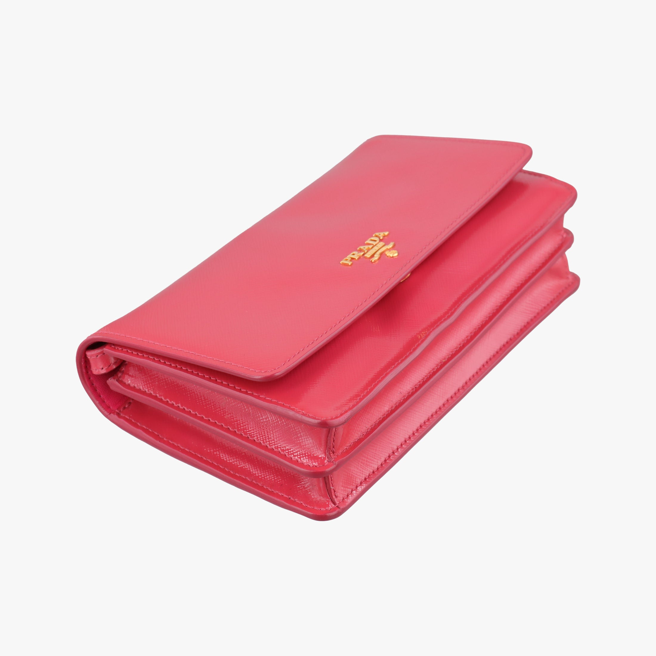 Pre-owned Prada Sling Bandoliera Red Patent SAFFIANO Leather　  shoulderbag | stylenewstar