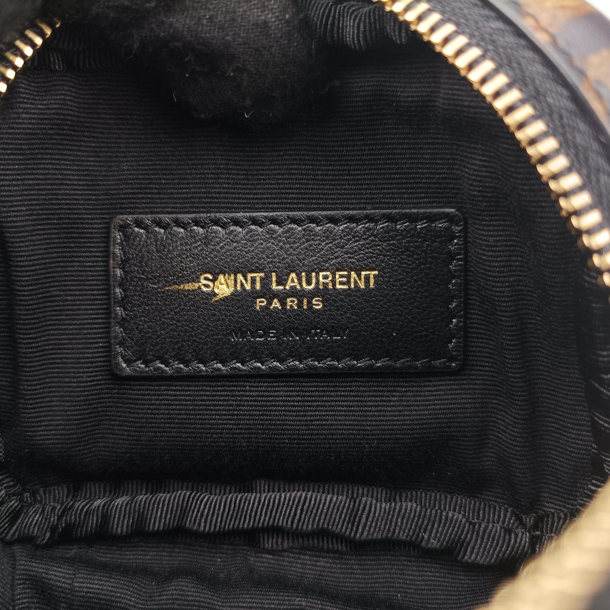 Pre-owned Yves Saint Laurent Baby Lou Leopard Print Heart Black×Brown Leather 650170 shoulderbag | stylenewstar