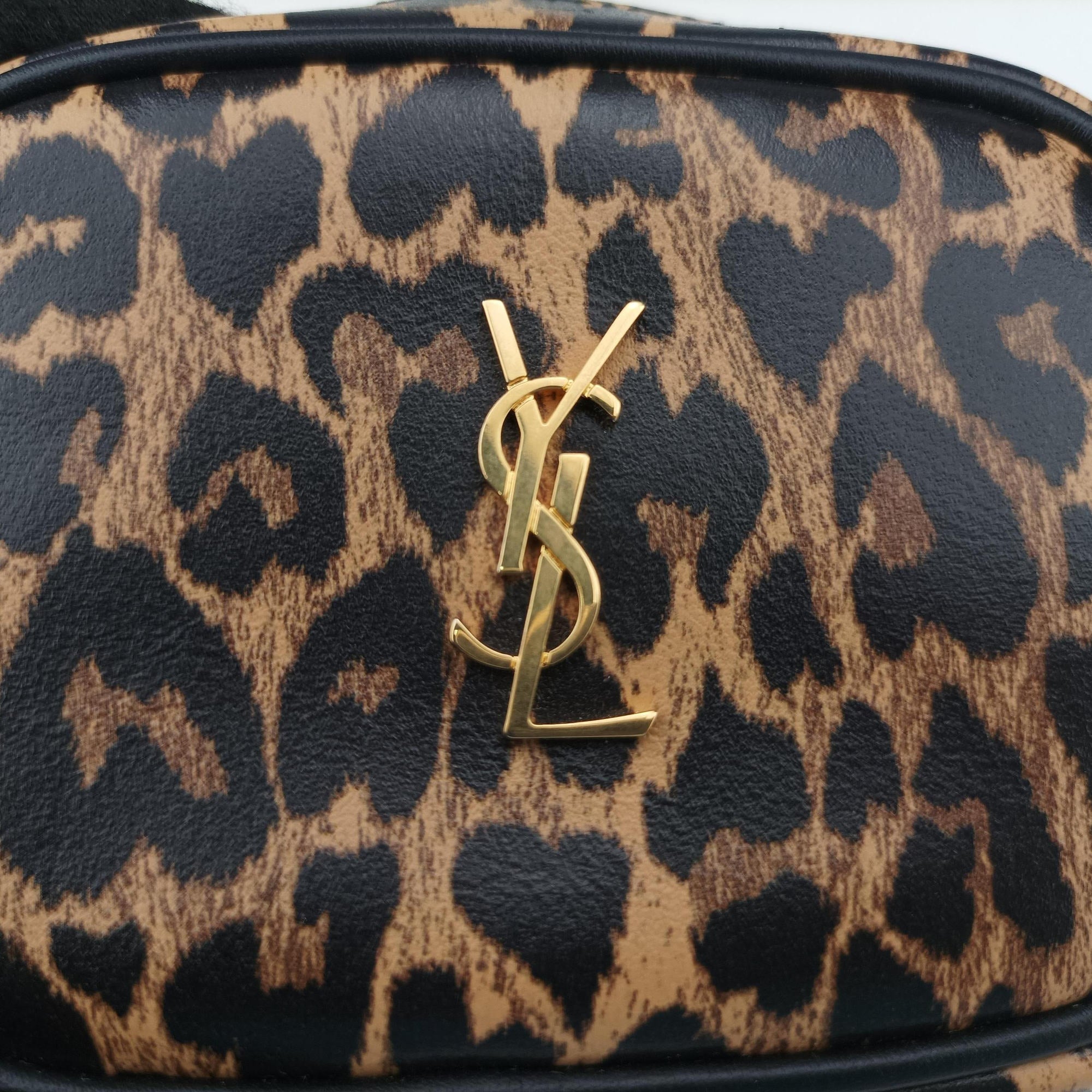 Pre-owned Yves Saint Laurent Baby Lou Leopard Print Heart Black×Brown Leather 650170 shoulderbag | stylenewstar