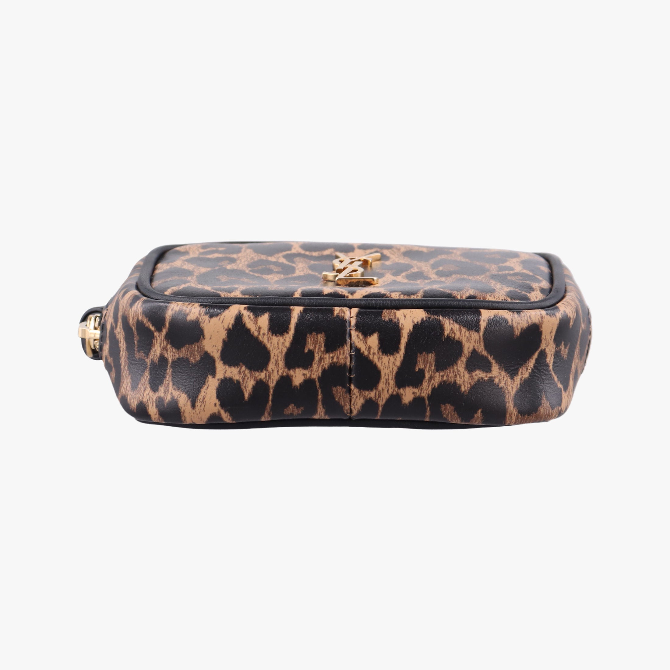 Pre-owned Yves Saint Laurent Baby Lou Leopard Print Heart Black×Brown Leather 650170 shoulderbag | stylenewstar