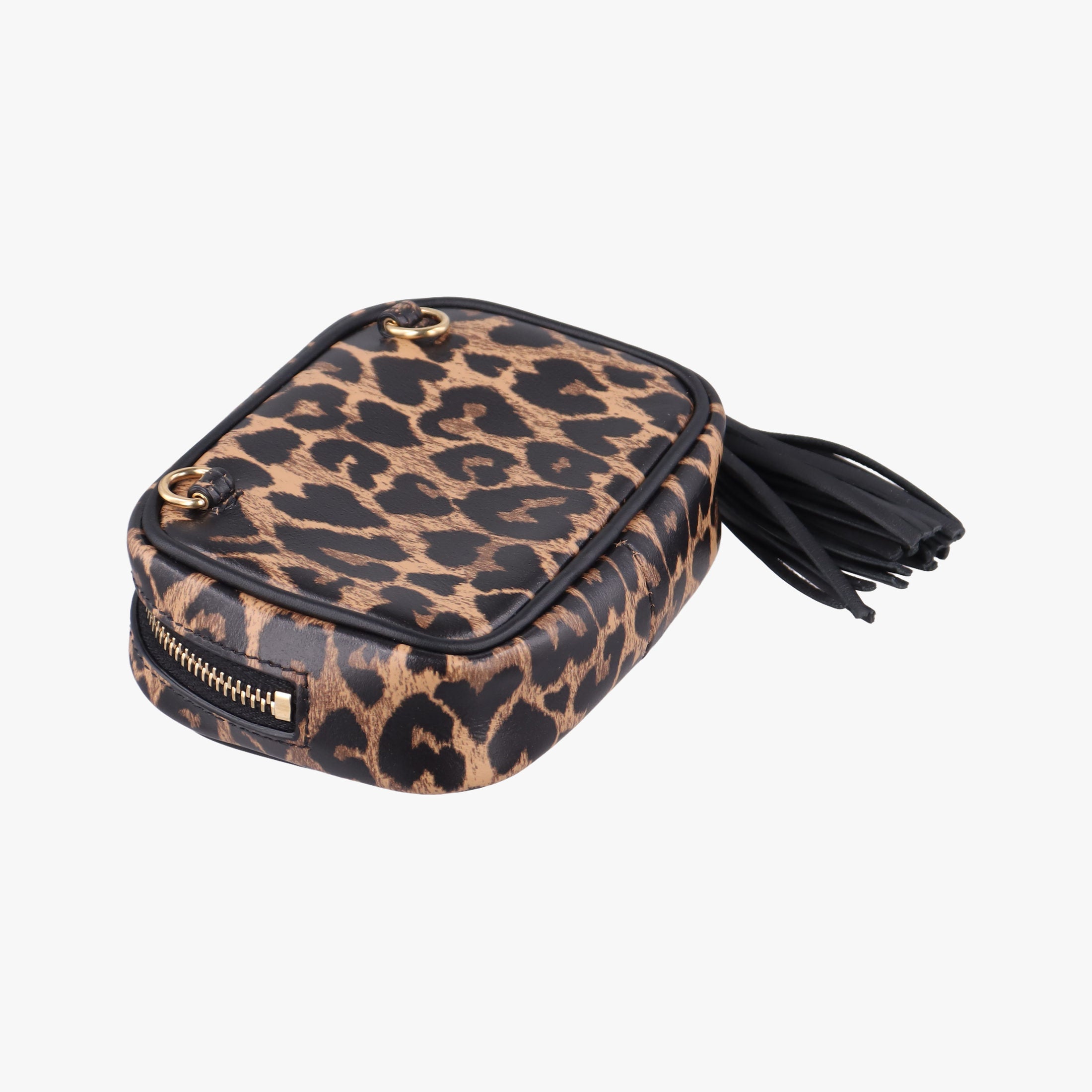 Pre-owned Yves Saint Laurent Baby Lou Leopard Print Heart Black×Brown Leather 650170 shoulderbag | stylenewstar