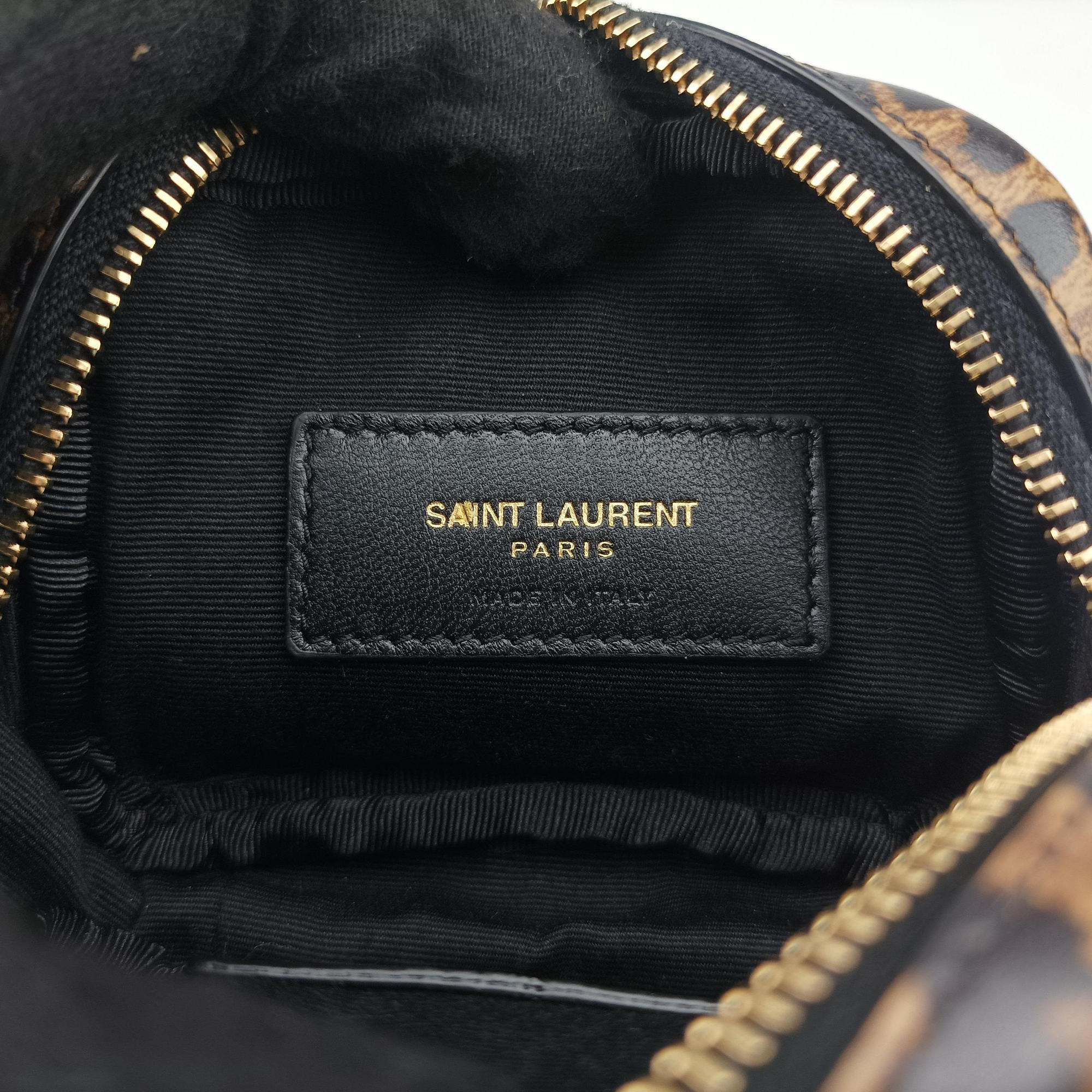 Pre-owned Yves Saint Laurent Baby Lou Leopard Print Heart Black×Brown Leather 650170 shoulderbag | stylenewstar