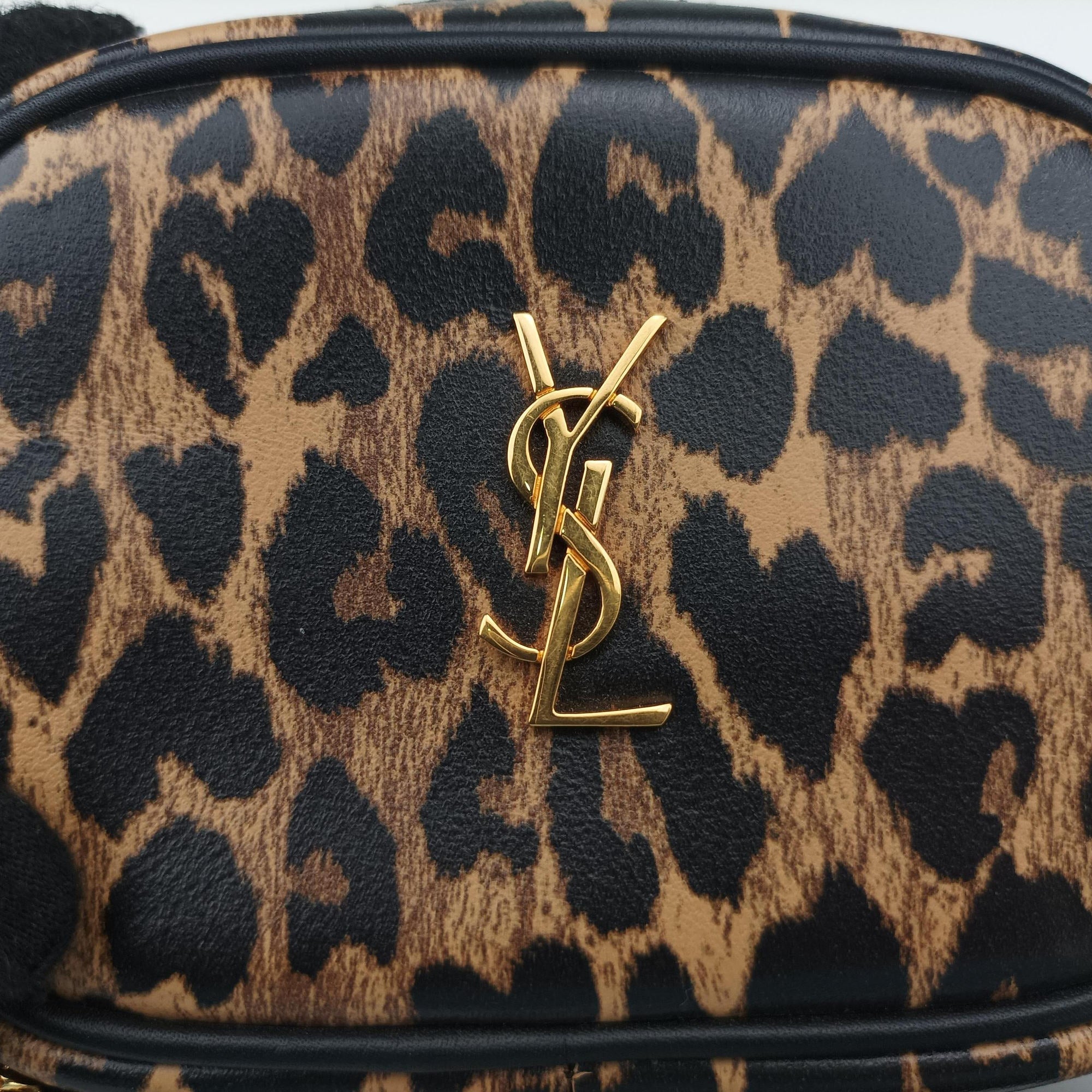 Pre-owned Yves Saint Laurent Baby Lou Leopard Print Heart Black×Brown Leather 650170 shoulderbag | stylenewstar