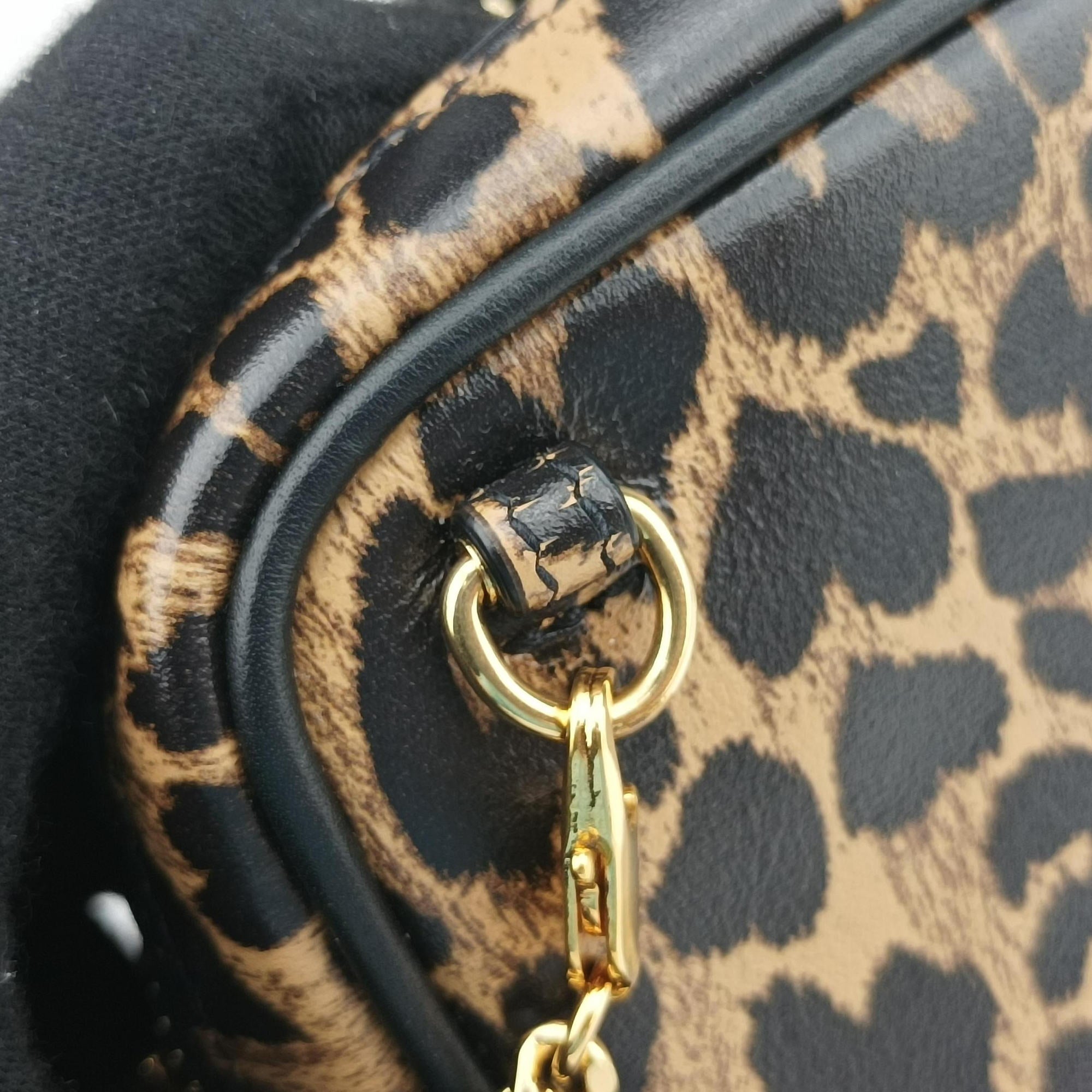 Pre-owned Yves Saint Laurent Baby Lou Leopard Print Heart Black×Brown Leather 650170 shoulderbag | stylenewstar